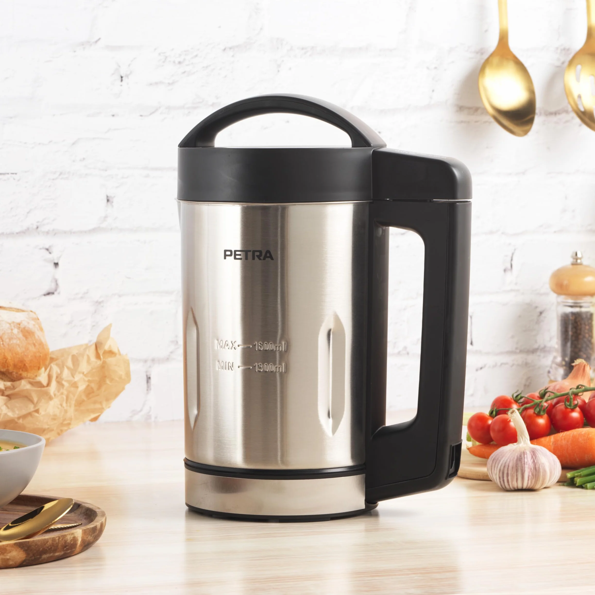 Petra Blender Chauffant Soupe et Mixeur 900W, Machine à Soupe 1.6L, Mixeur Soupe 5 Programmes avec Écran Digital, Soupe Maker Automatique avec Maintien au Chaud, Argent/Noir