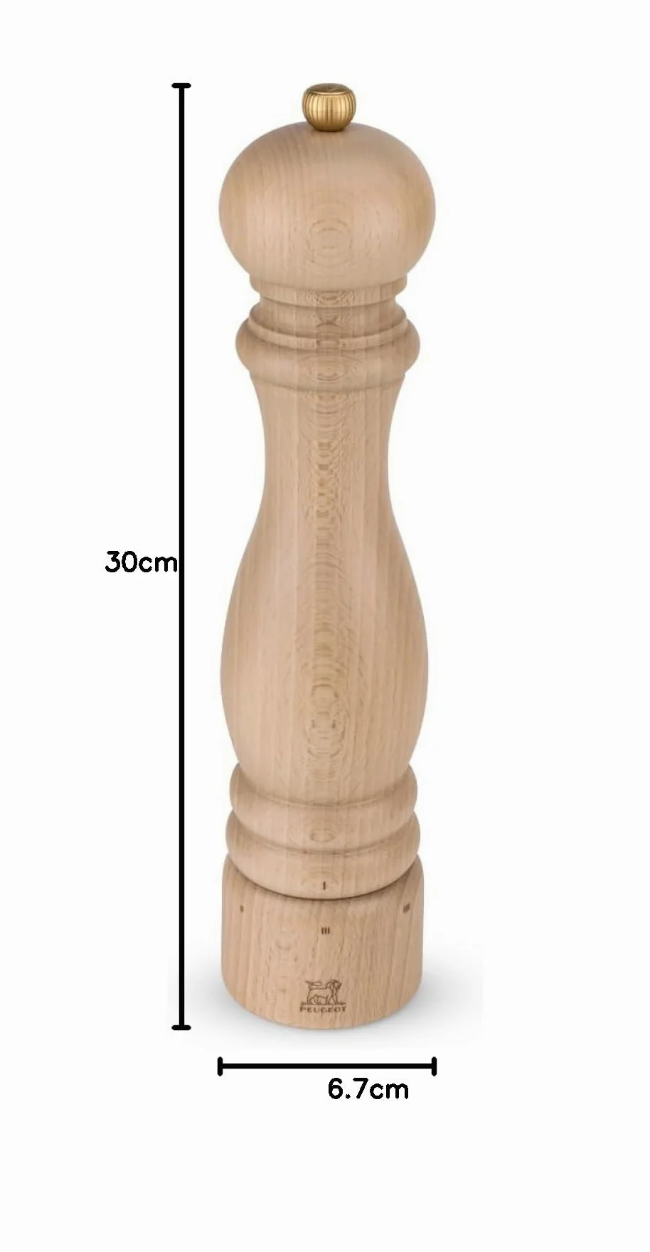 PEUGEOT - Moulin à Poivre Paris u'Select 30 cm - 6 Réglages de Moutures Prédéfinies - En Bois Labellisé PEFC - Fabrication Française - Coloris Naturel, Beige