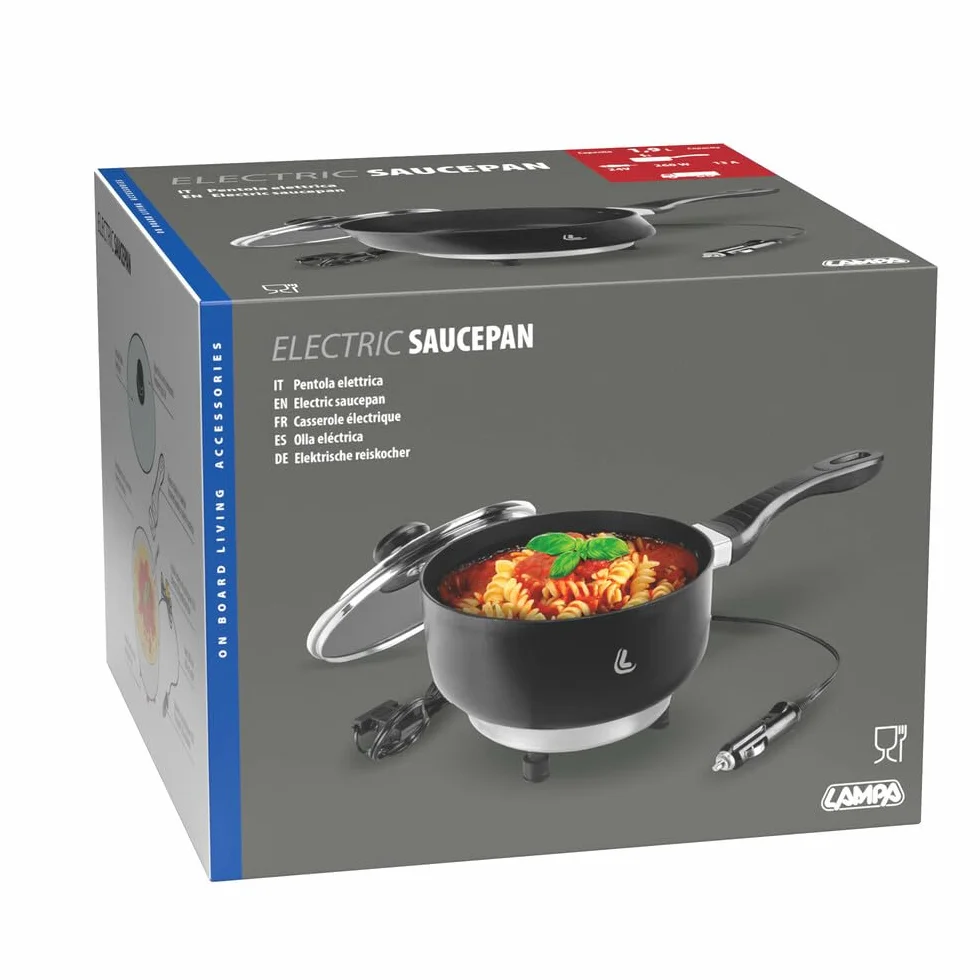Lampa 97123 Electric Saucepan Casserole électrique portable avec prise allume-cigare de voyage, diamètre 18 cm, 1,9 litre - 24 V - 260 W - 13 A