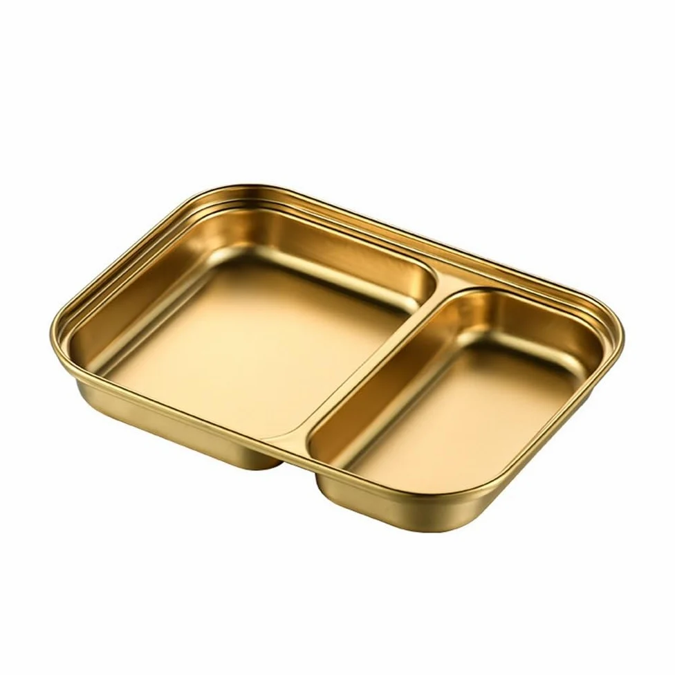 Assiette divisée en acier inoxydable pour un usage domestique – Idéal pour un contrôle sain des portions et la préparation des repas