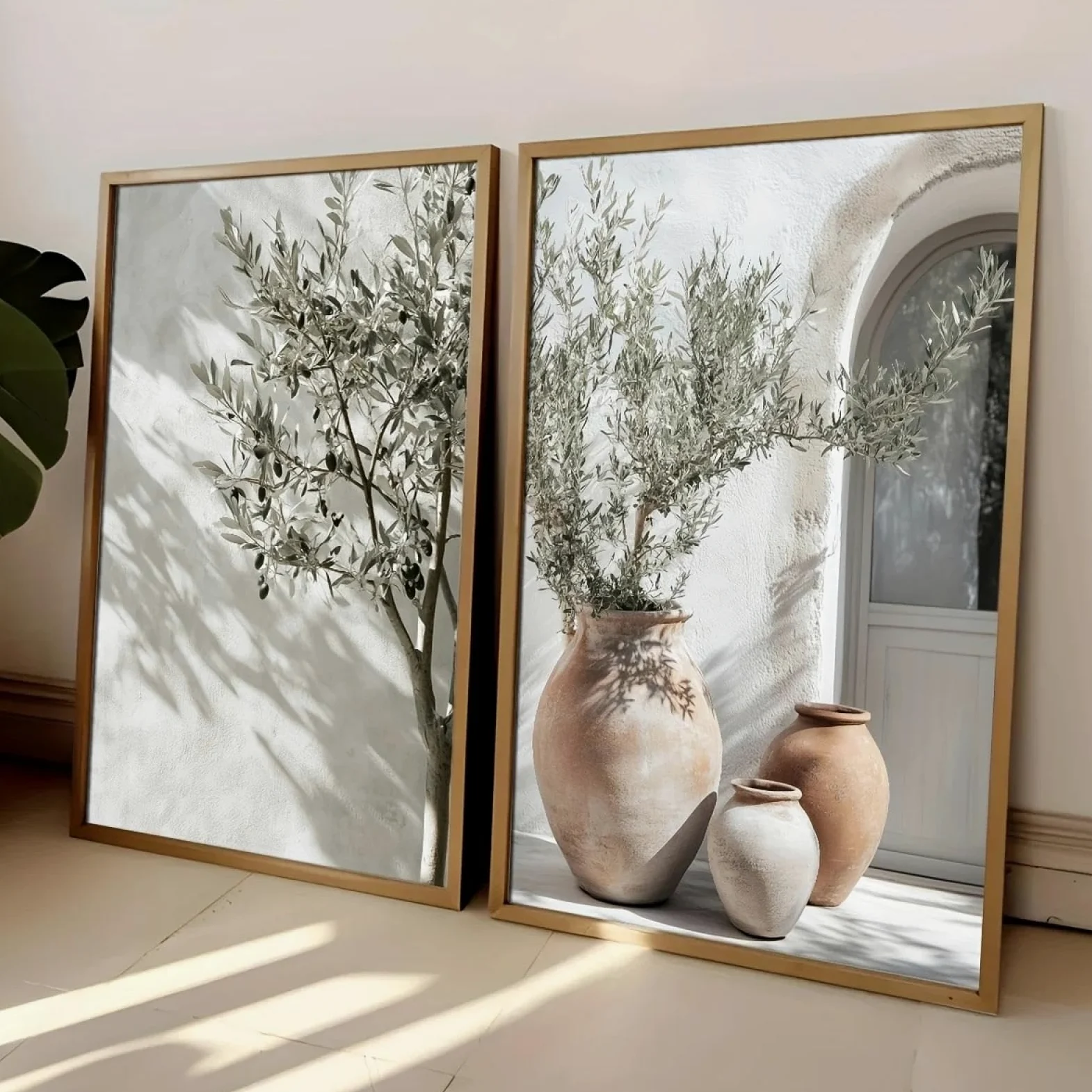ZHAOLIN Lot de 2 affiches sur toile représentant un vase d'olivier neutre, style rétro, paysage botanique, décoration d'intérieur, cadeaux, 50 x 70 cm, 2 cadres internes