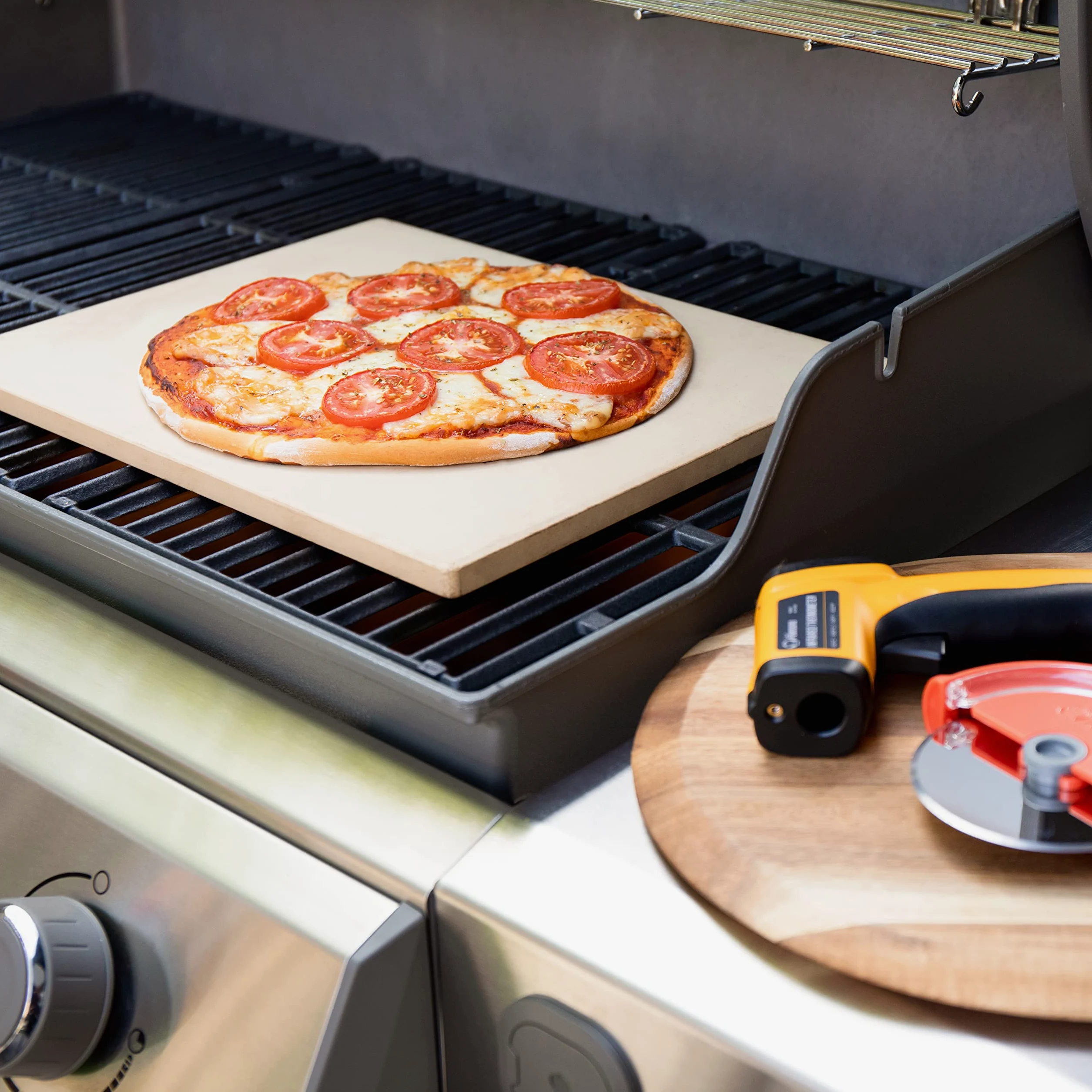 Pierre à pizza Chef Pomodoro, 38,1 x 30,4 cm, (rectangulaire) Pierre naturelle pour la cuisson dans les fours et les grills, cuisson du pain à pizza