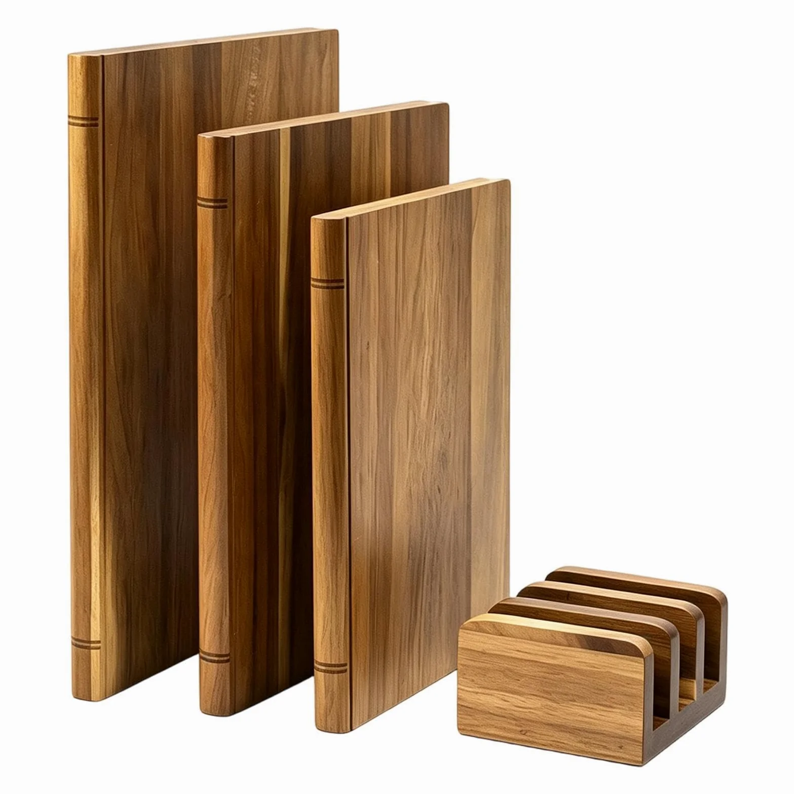 Planche À Découper Livre Lot 3 Plateaux Découpe Bois avec Support | Set De Planches À Découper En Forme De Livre Pour Steak Fromage Crémaillère Cuisine