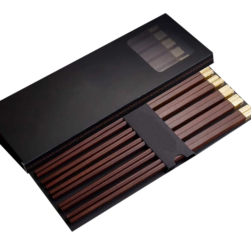 Coffret cadeau de baguettes réutilisables en bois, 10 paires de baguettes à sushi japonaises, baguettes chinoises de luxe en bois naturel, baguettes antidérapantes, baguettes lavables au lave-va