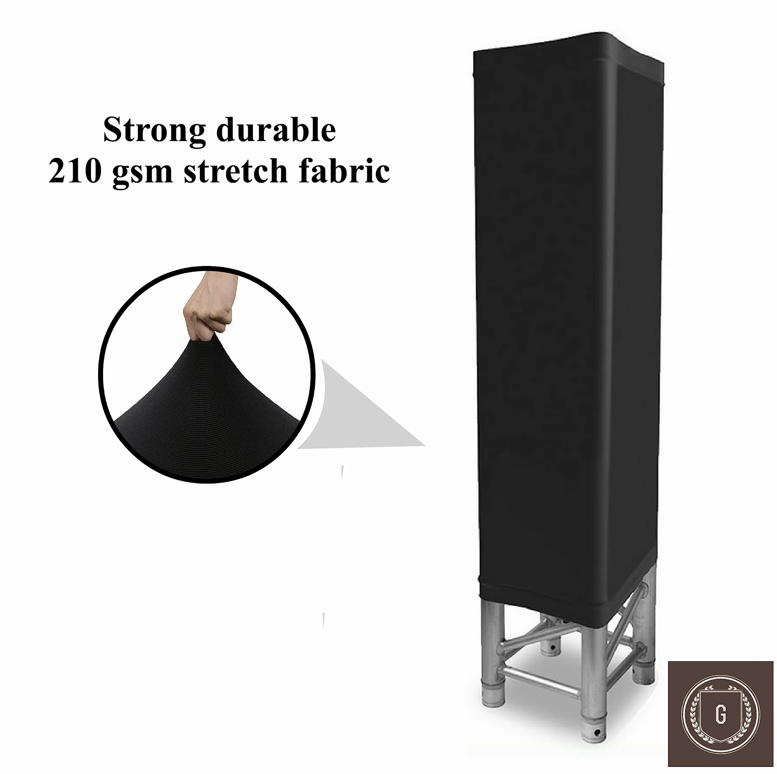 Paire de housse de totem en spandex, truss cover 30x30cm, choix de 4 hauteur (150cm de hauteur, noir)