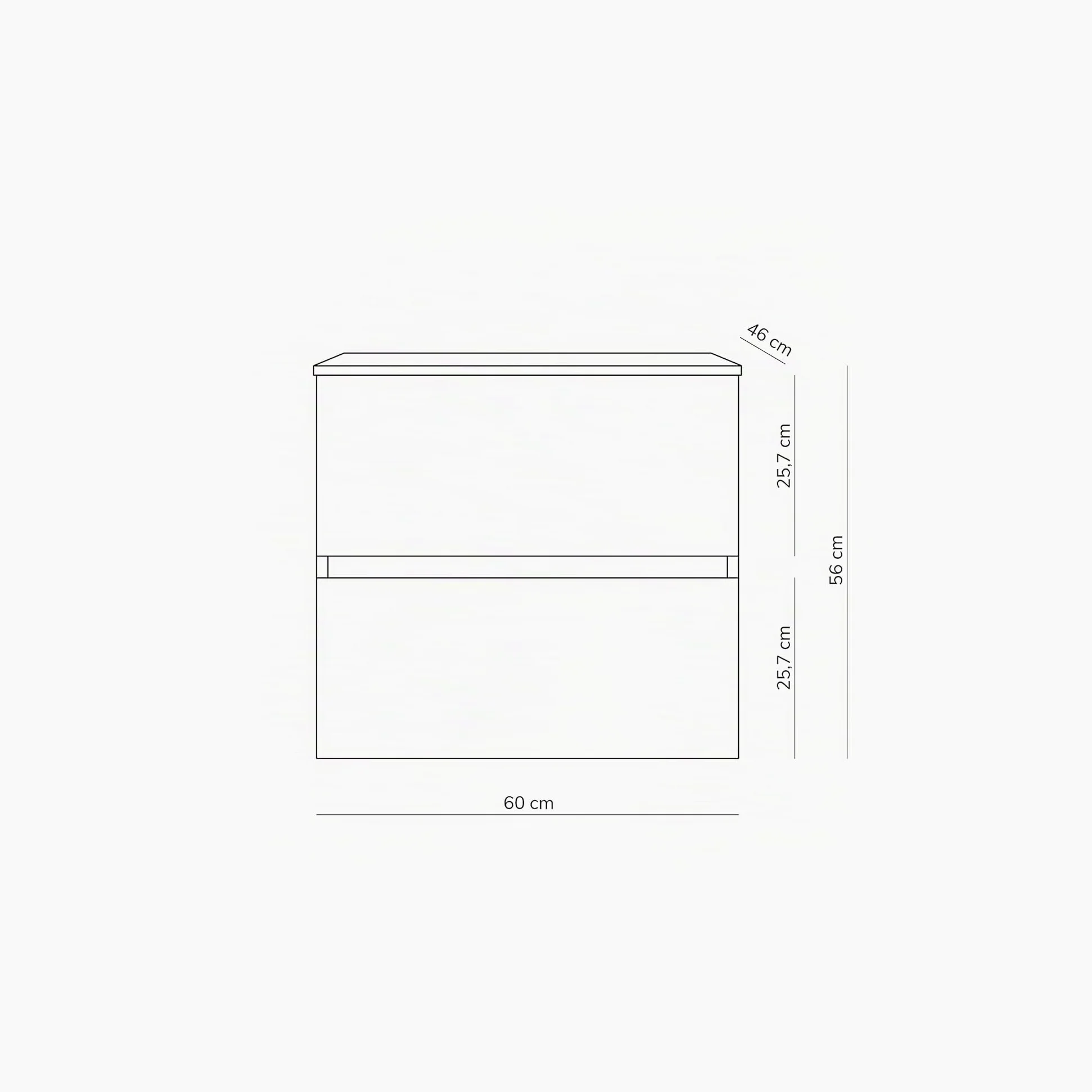 Baikal Meuble de Salle de Bains, Armoire Suspendue avec Vasque en Ceramique, Hauteur 55 cm, Largeur 60 cm, 2 Tiroirs, Finition Nature, Meuble Monte