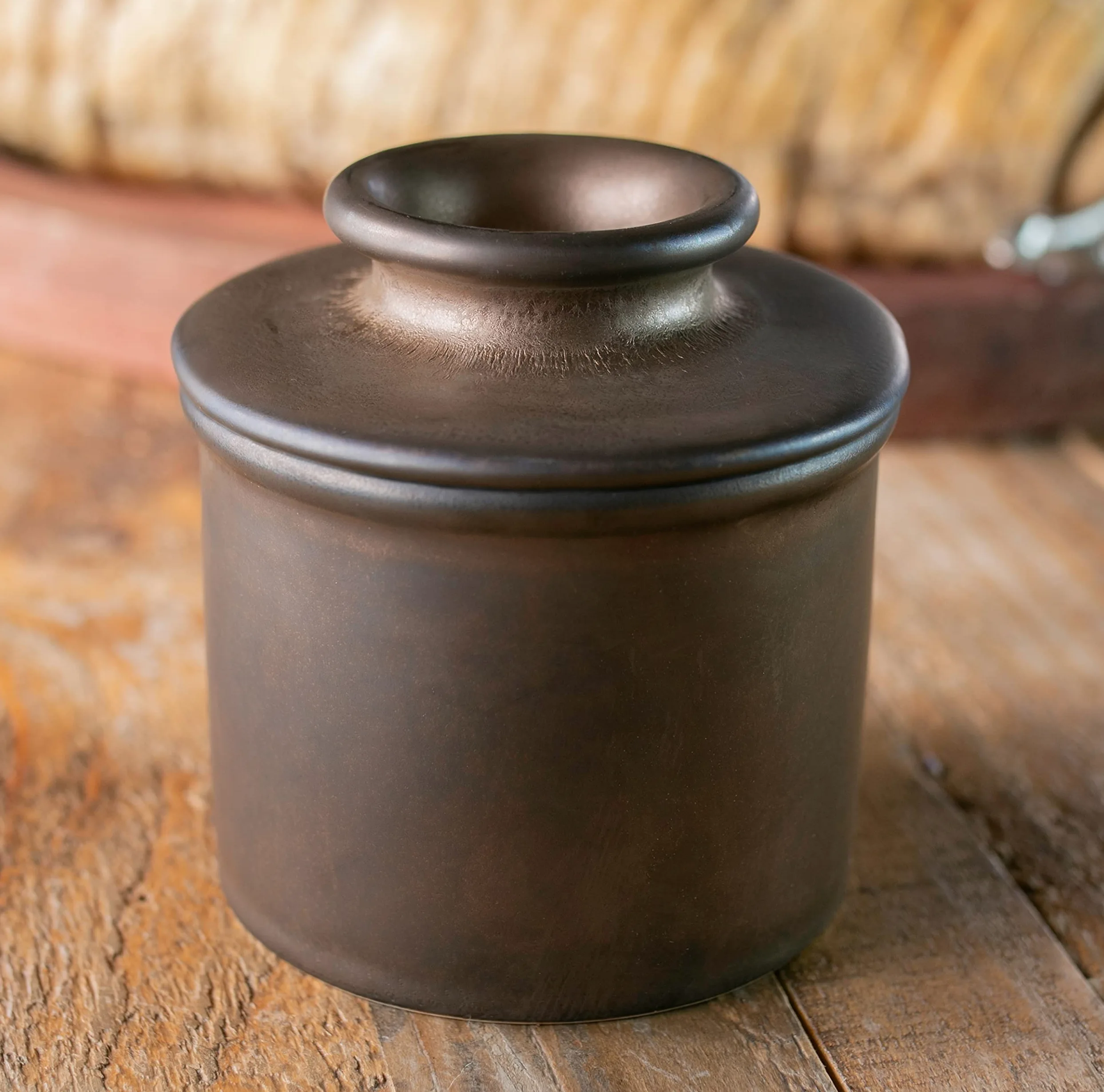 Butter Bell Le pot original de L. Tremain, beurrier en céramique française, finition mate rétro classique, poterie à glaçure réactive en bronze