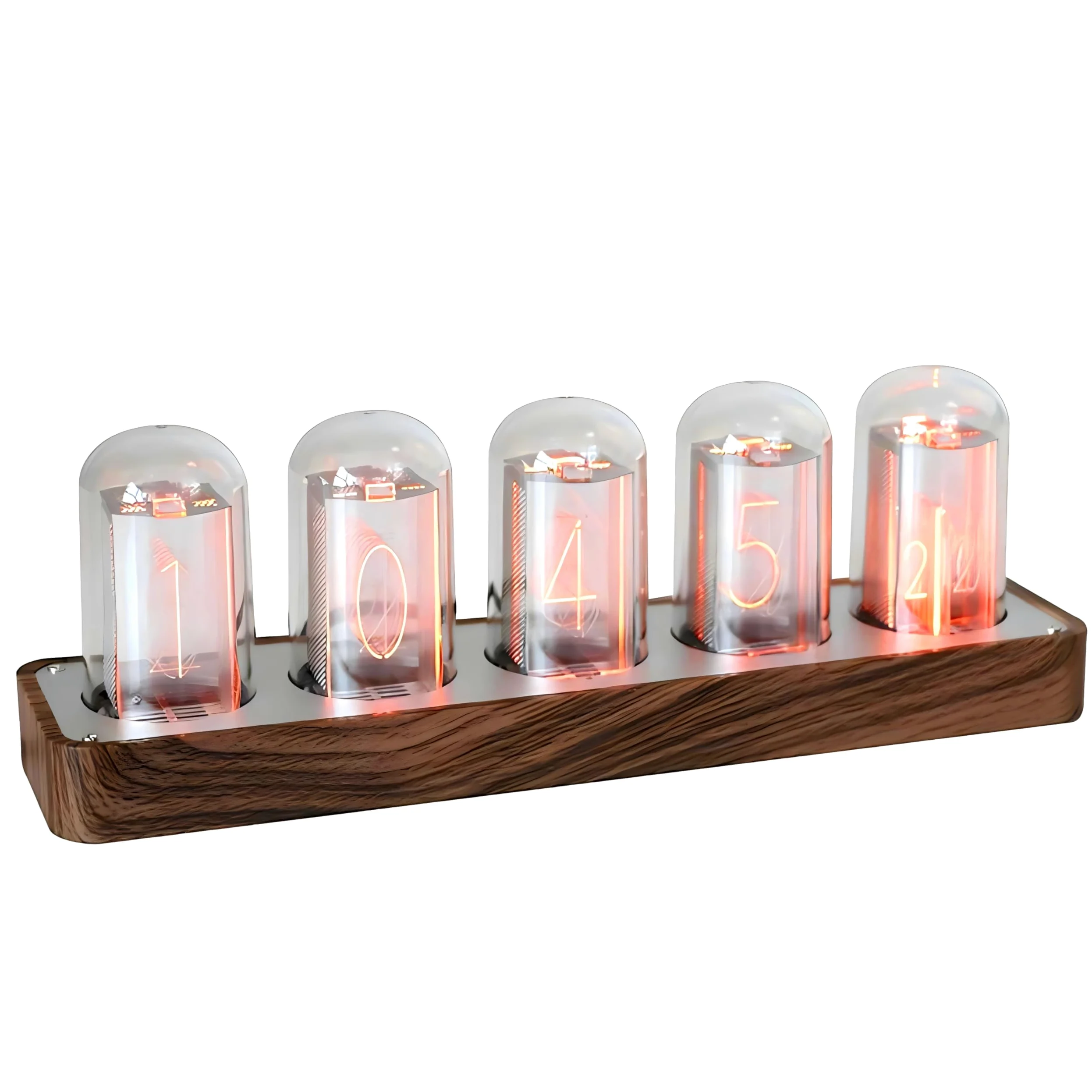 ClocTeck Horloge Nixie à tube numérique en bois Affichage 12/24h Alarme facilement réglable Décor pour bureau et chambre
