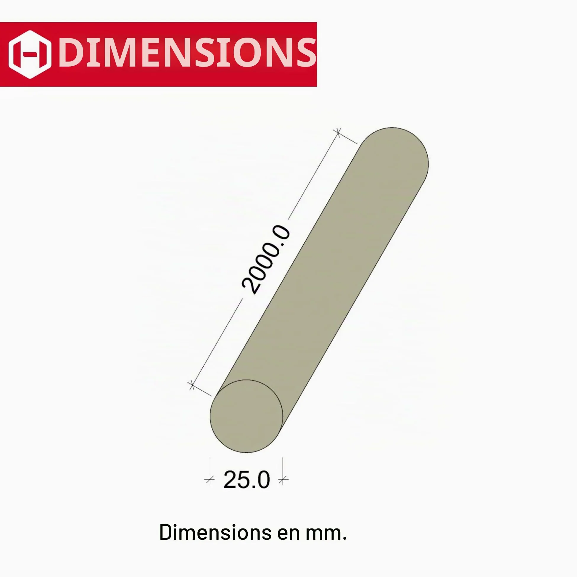 Gedotec Tige ronde en hetre lisse | tiges en bois | batons de bricolage 25 x 2000 mm | lot de 5 | tiges en hetre a bricoler | tige en bois massif | batonnets