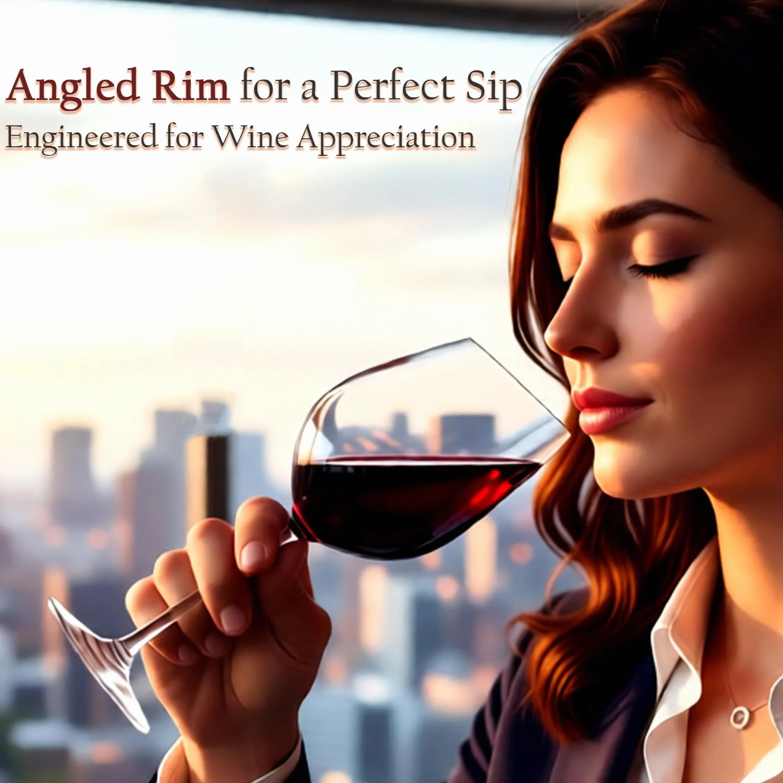 Lot de 6 grands verres à vin rouge à bord incliné soufflés à la main à longue tige, sans plomb, verres à vin transparents pour femmes et amateurs de vin
