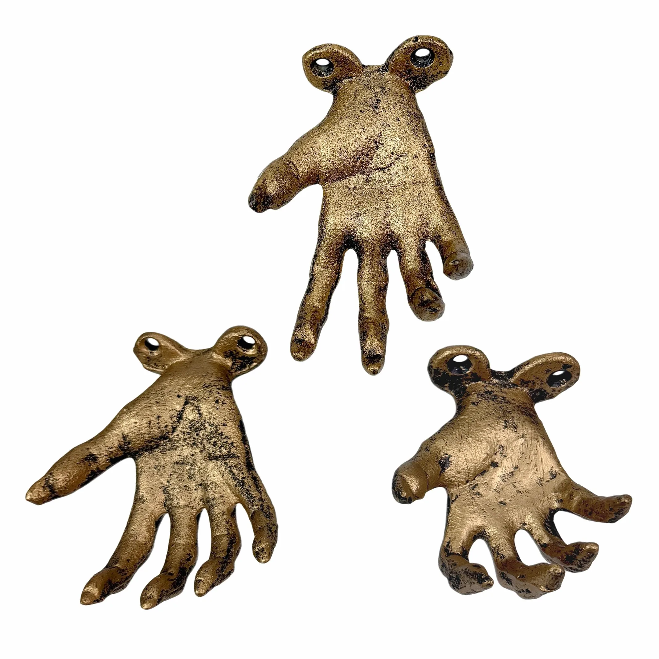 Zeckos Lot de 3 crochets muraux en fonte avec motif main effrayante – Style gothique – Décoration murale gothique – 5,7 x 8,2 x 10,2 cm – Pour entrée, chambre, salle de bain ou terrasse couverte