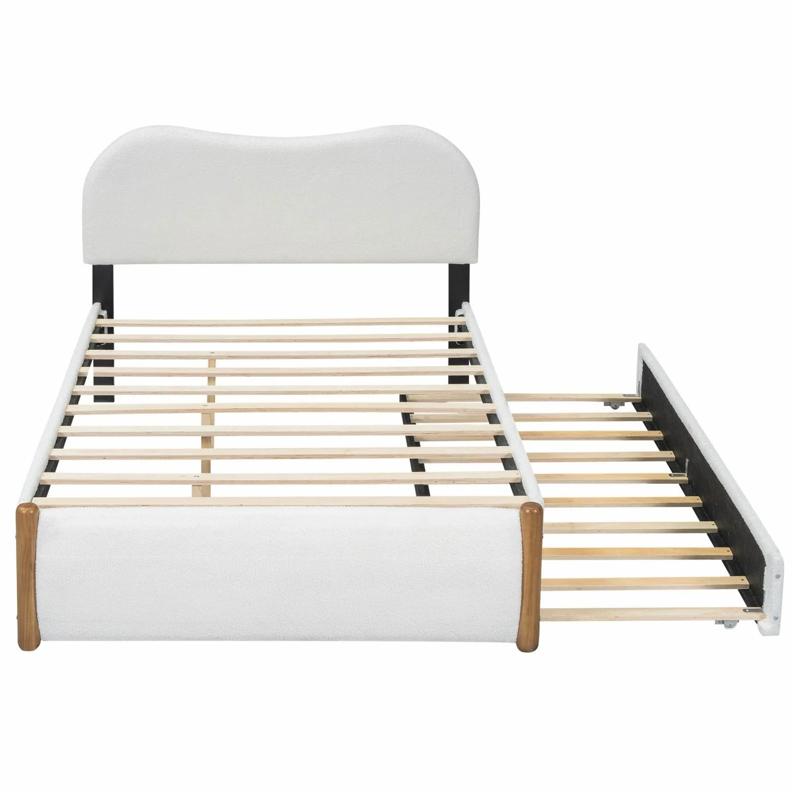 Sweiko Lit Plat 140 * 200cm, lit rembourré en Bois avec lit gigogne Pratique, Cadre de lit pour Enfants,lit Adult Double