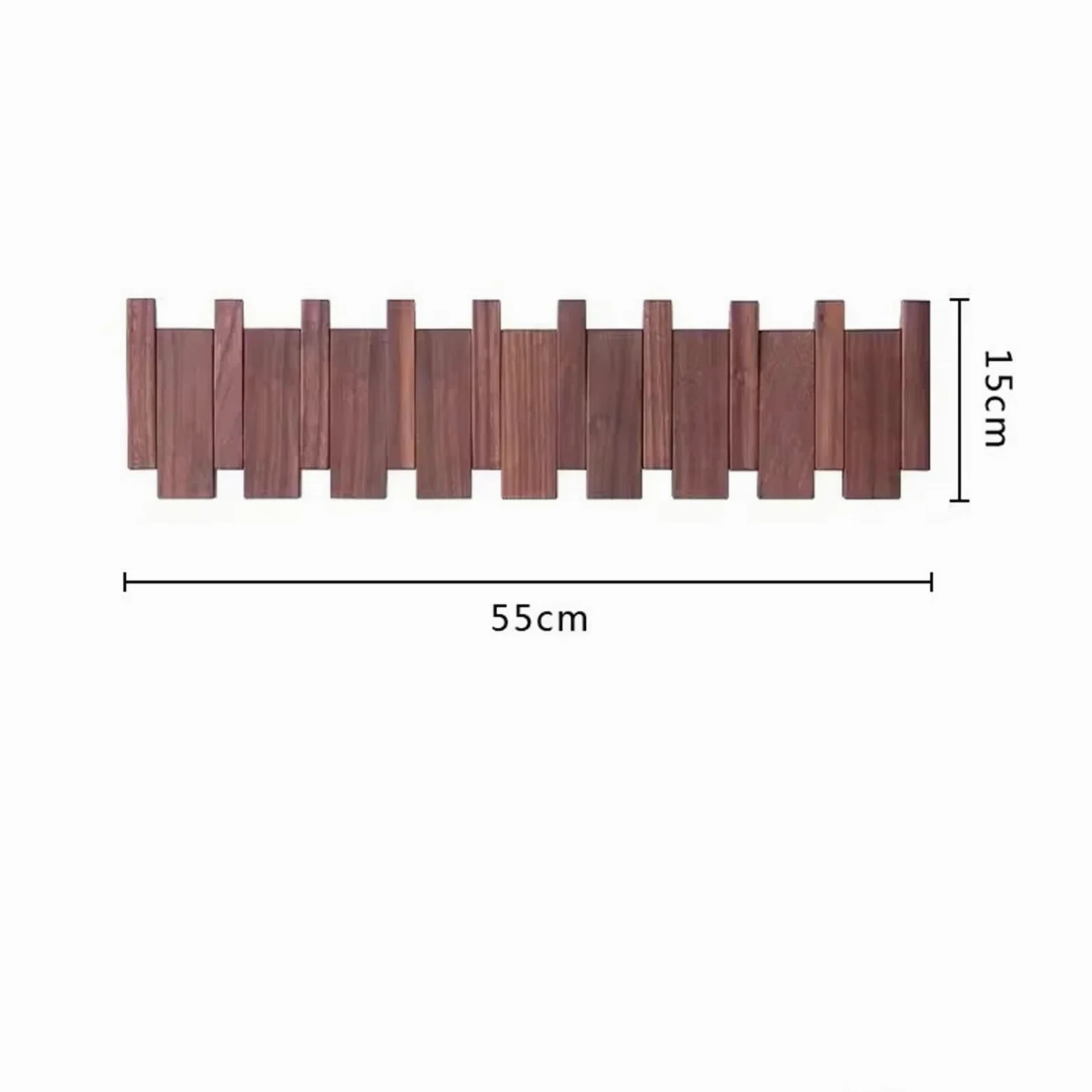 Porte-manteau mural en noyer à suspendre au mur, porte d'entrée, porche, porte-manteau perforé en bois massif perforé pour clés de piano, crochets à vêtements (marron, 32 x 15 cm)