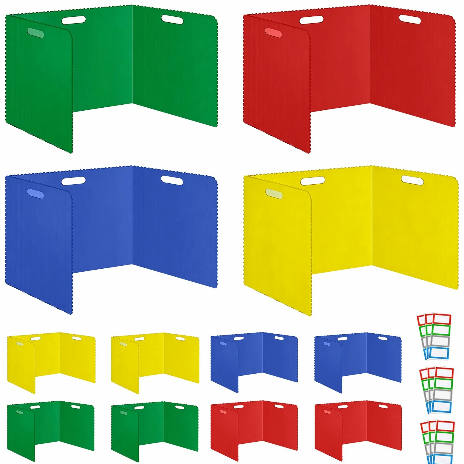 12-24 Pièces Séparateur de Bureau,40x30x30cm U Forme Panneau de Séparation de Bureau Pliable avec 36-72 étiquettes Nominatives,Cloison Bureau Couleur,pour L'école,Bureau,Bibliothèque (12 Pièces)