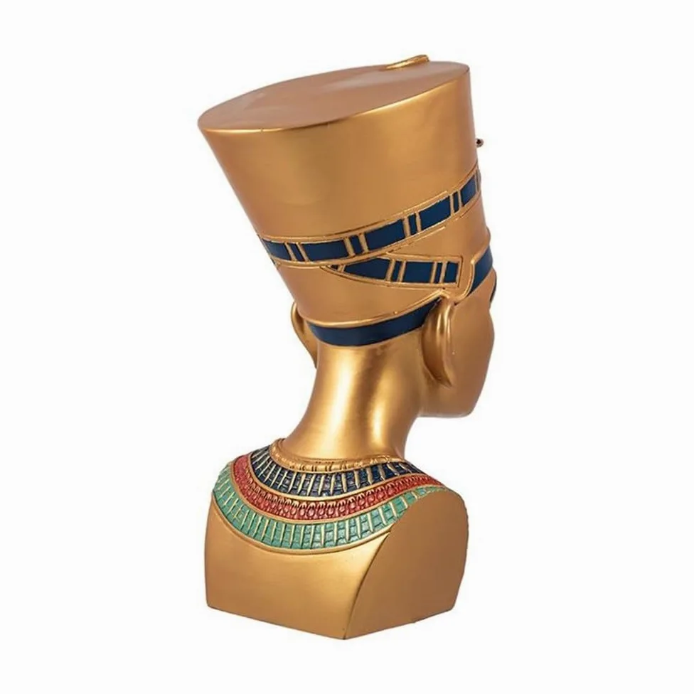 Figurine Buste De La Reine Néfertiti De L'Egypte Ancienne 25 Cm. Statue De Sculpture Dorée
