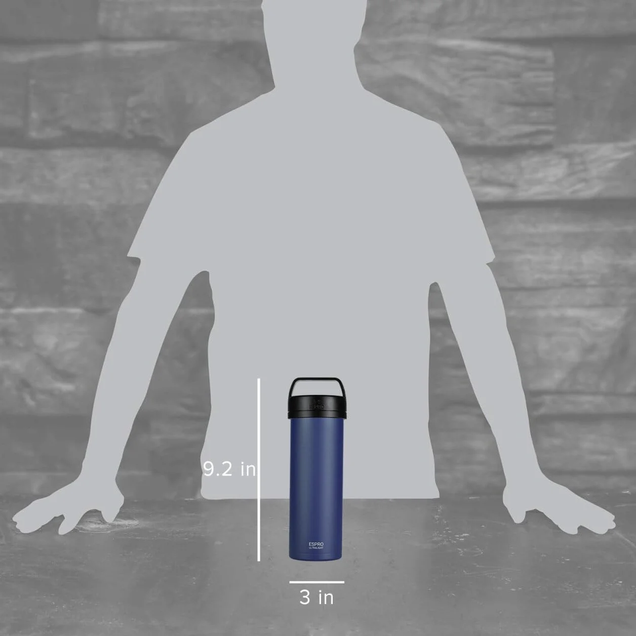 ESPRO P0 Cafetière à piston ultra légère pour voyage, isolation sous vide, en acier inoxydable, 473 ml, bleu égéen