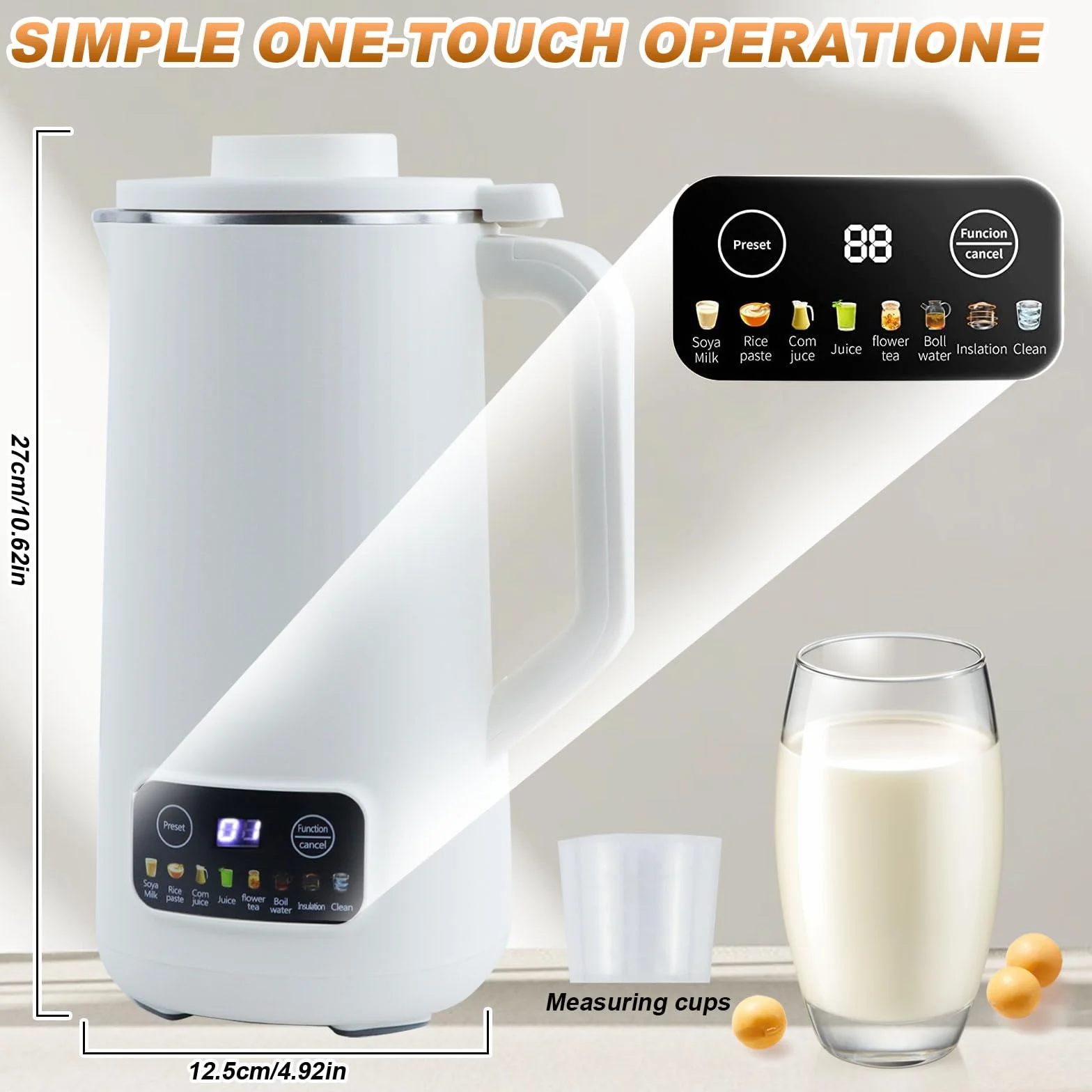 Qivine Machine à Lait Végétaux, Machine à Lait de Noix Automatique 600 ml, Machine Lait Vegetal Blanc avec 10 Lames de Feuilles, Démarrage Différé Autonettoyante, pour Avoine, Soja, Noix, Fruits