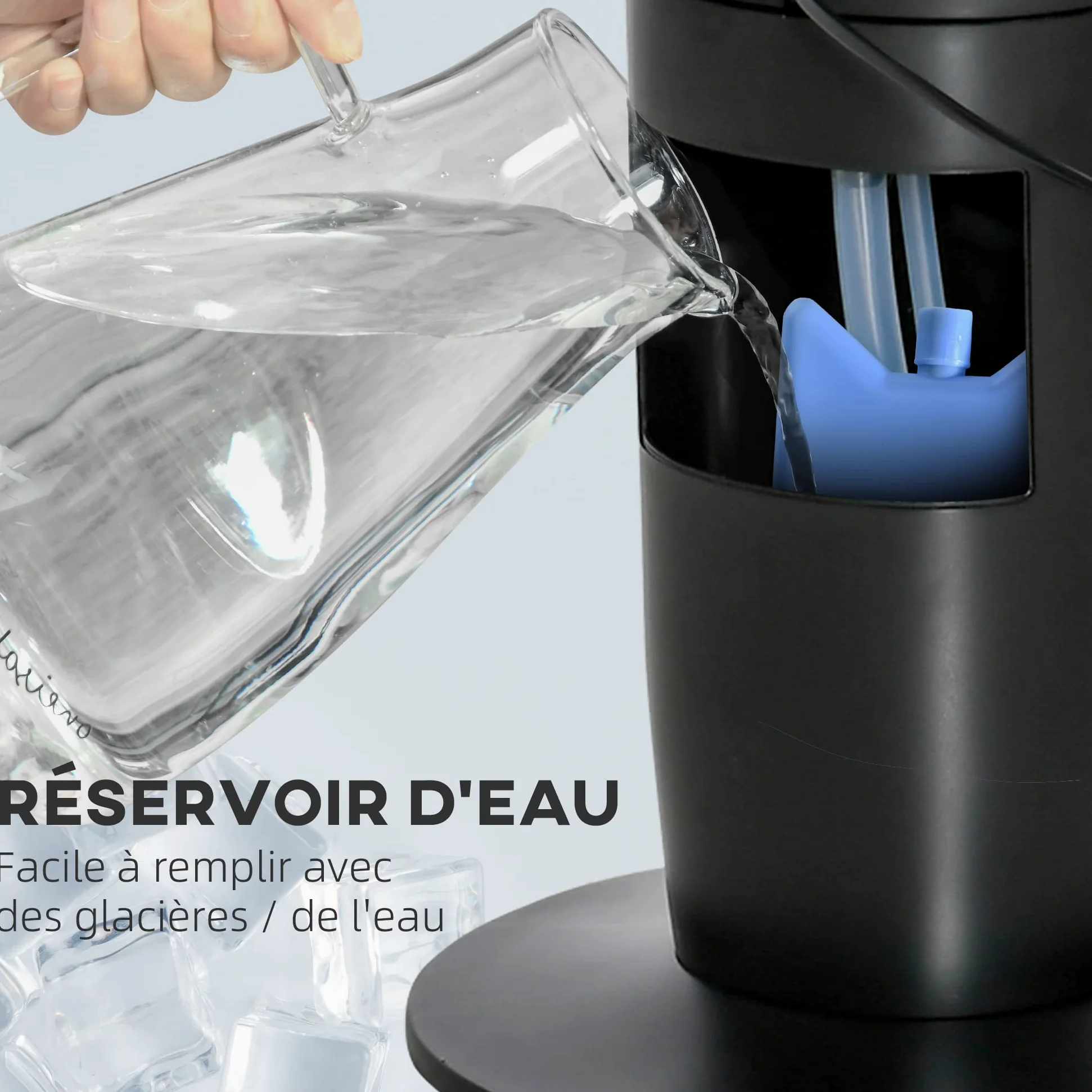 HOMCOM Rafraîchisseur d'air/ventilateur colonne/humidificateur 3 en 1-oscillant, 4 modes, 3 vitesses, Minuterie, télécommande réservoir 2.8L avec 1 bloc réfrigérant