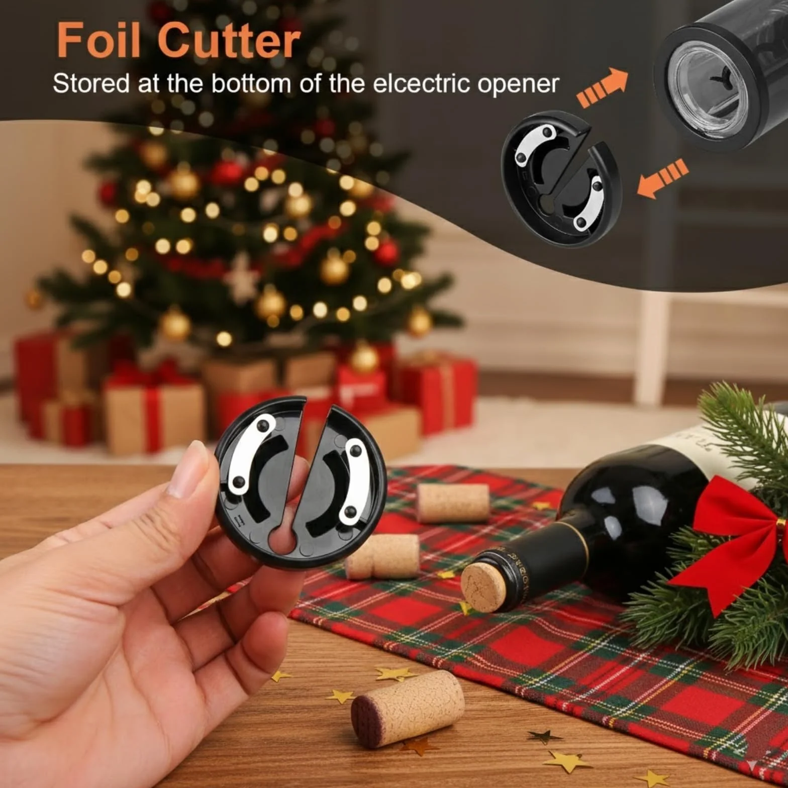 Tire-Bouchon Électrique Rechargeable 4 en 1, Coffret Cadeau avec Ouvre Bouteille & Aérateur de Vin Automatique, Bouchon à Vide et Coupe-Capsule, Idée Cadeau pour Noël et Anniversaire