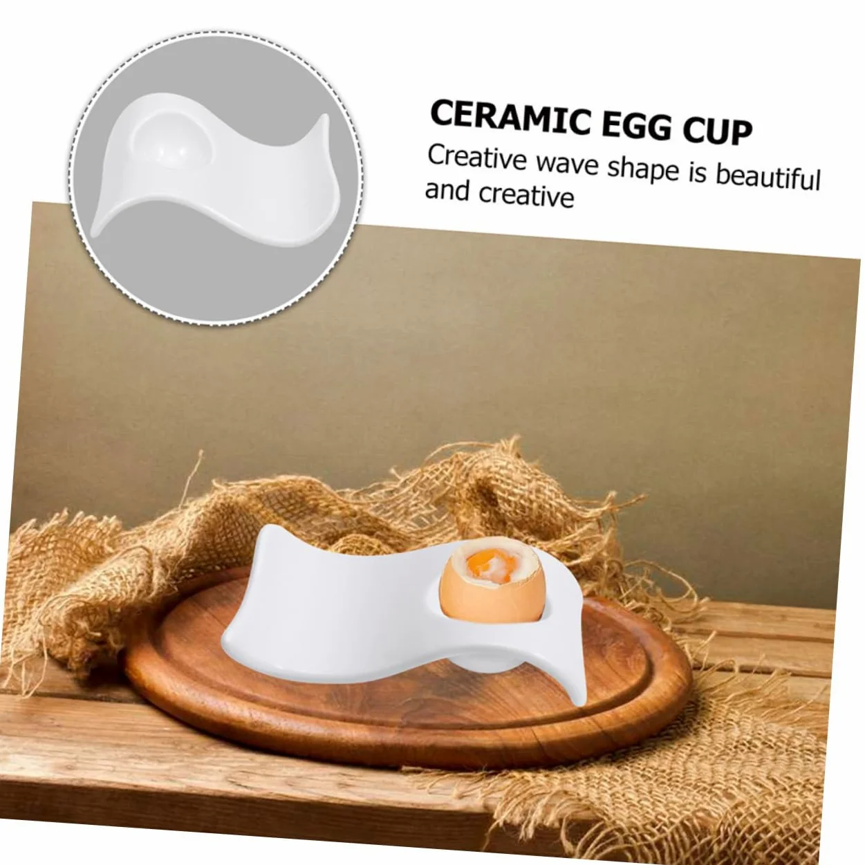 Ciieeo Coquetiers Créatifs 6 Pièces en Céramique Blanche pour Œufs | Format de Table Moderne, Lot de Six, Entretien Facile, Maintien des Œufs Durs Mini Amuse-bouches