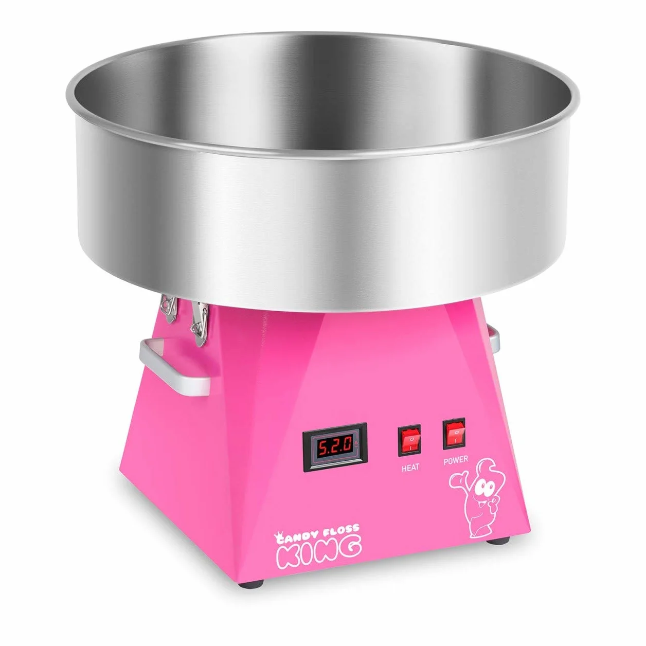 Royal Catering RCZK-1030-W-R Machine a Barbe a Papa Professionnelle (Ø 52 cm, 1200 W, 1 portion / 30 s, Acier Inoxydable) Rose