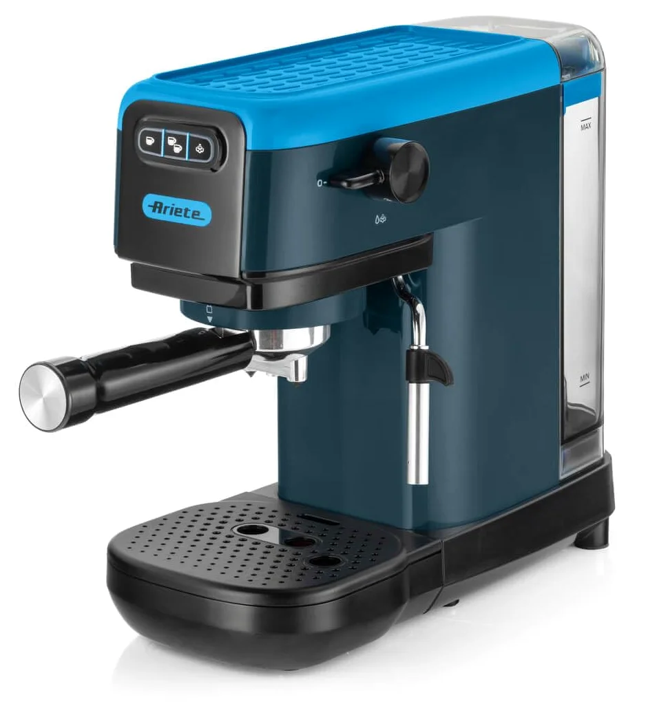 Ariete 1399 Machine à Café Percolateur, pour Expresso, Cappuccino, Thé et Tisane, Compatible avec le Café en Poudre et les Dosettes ESE, 1300 W, 15 Bar de Pression, Filtre 1-2 Tasses, Sky Blue