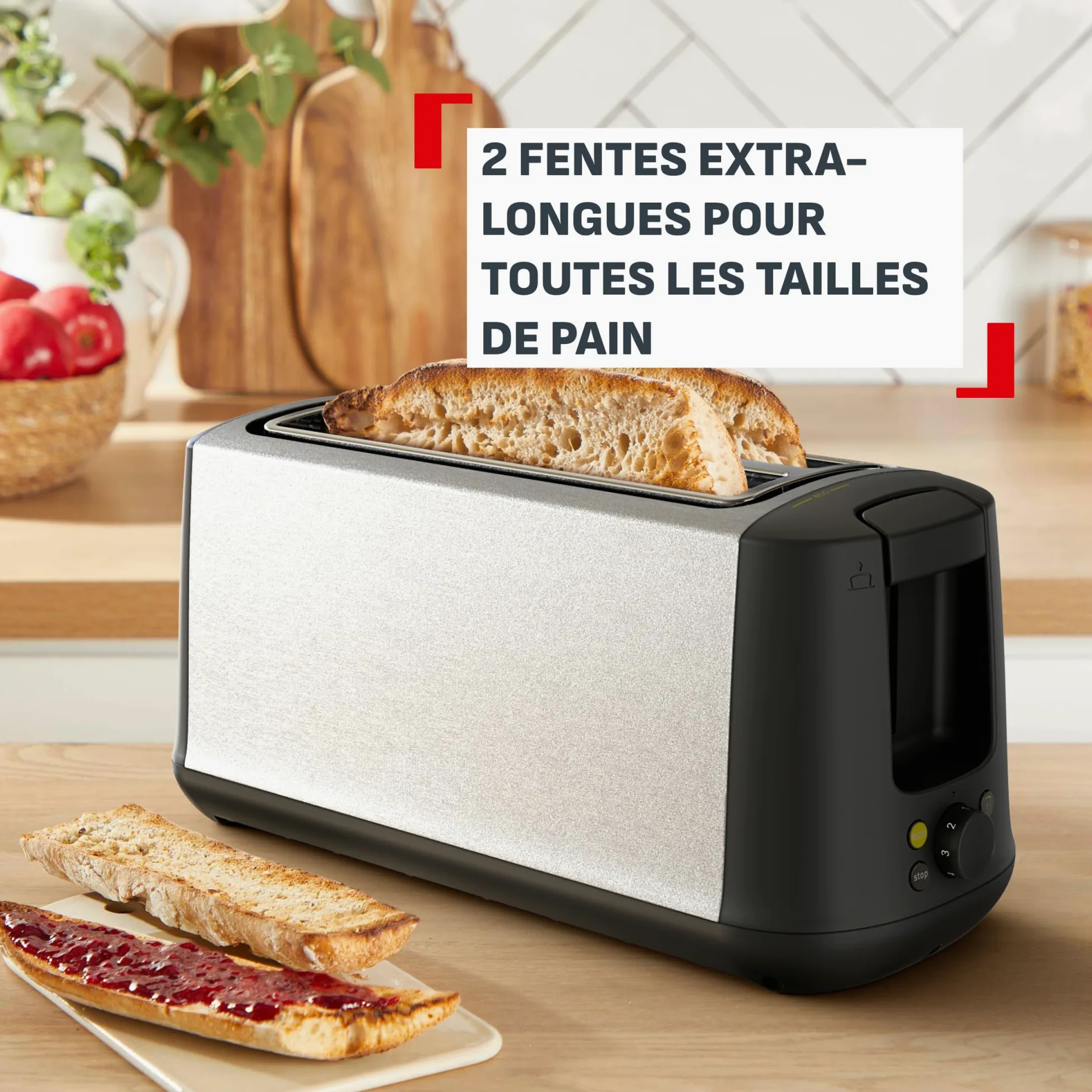 Tefal Subito, Grille-pain 2 fentes, Option de chauffe pour 1 fente, Fentes extra-larges, Levier de surélévation, TL342DE0