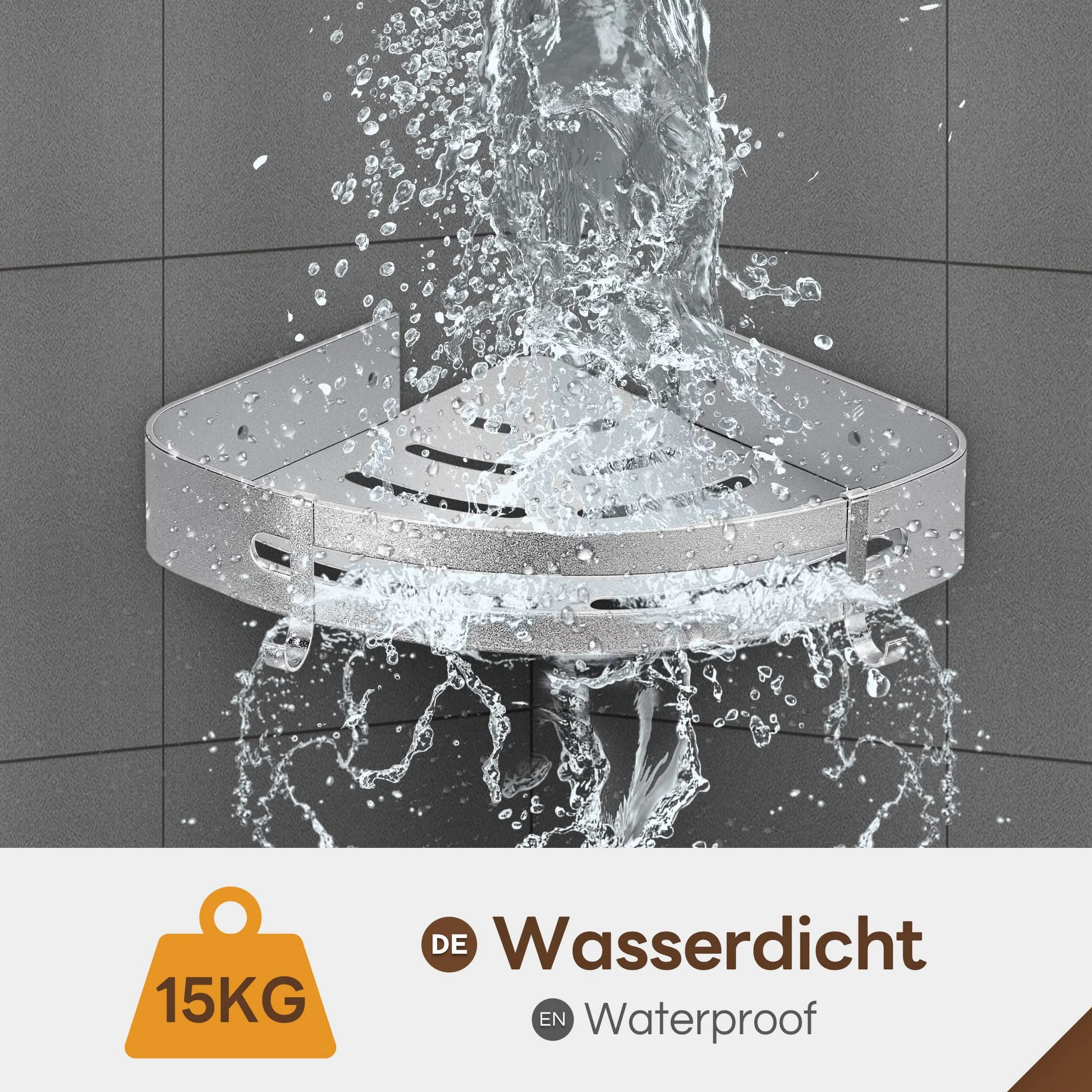 Yorbay Lot de 3 Etagères de Douche en Aluminium avec Crochets sans Perçage Etagère d’Angle de Douche
