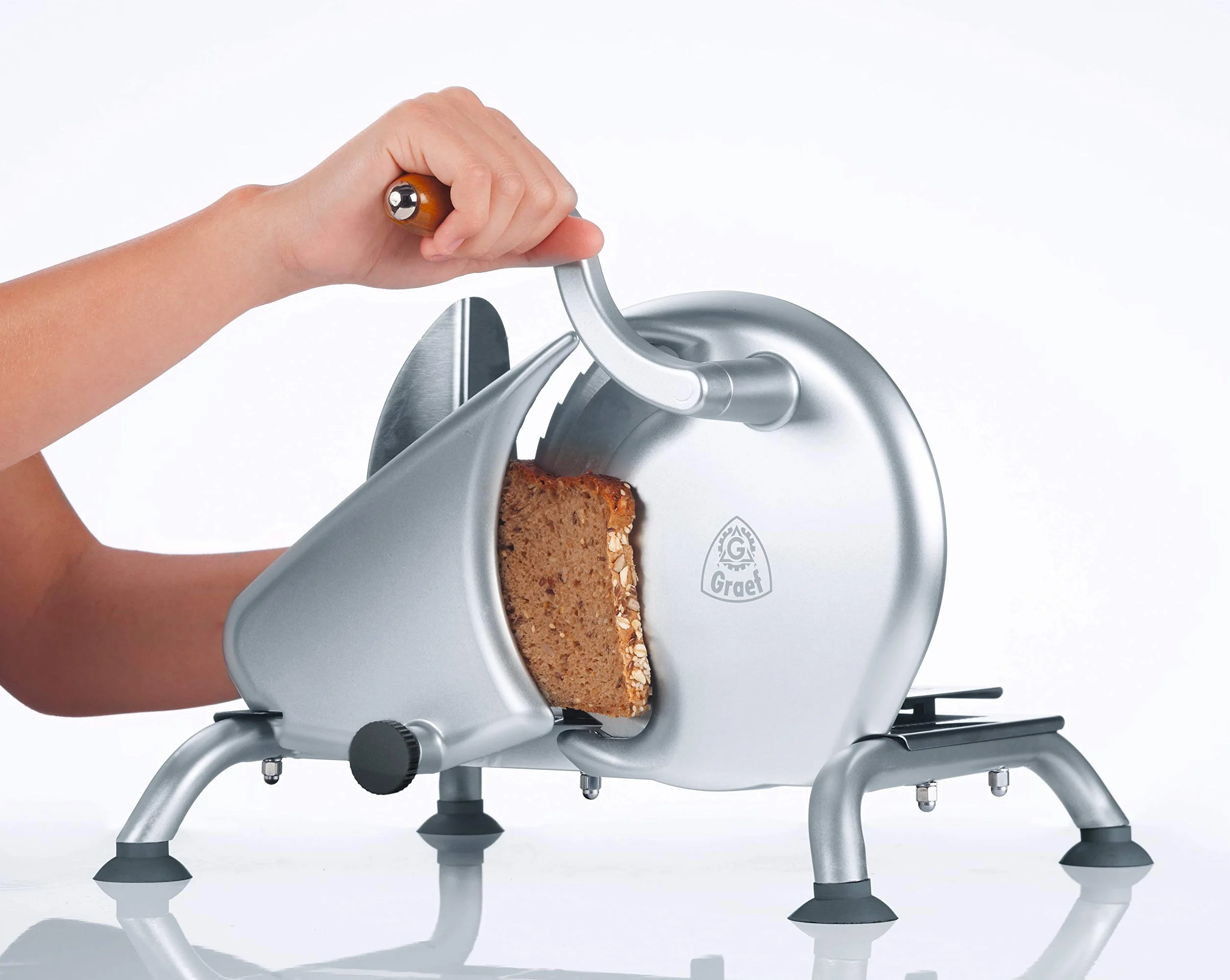 GRAEF Manuale H9 – Trancheuse manuelle universelle, tout en métal, lame inox ondulée Ø190 mm, épaisseur réglable 0–15 mm, idéale pour pain, charcuterie, fromage – Made in Germany