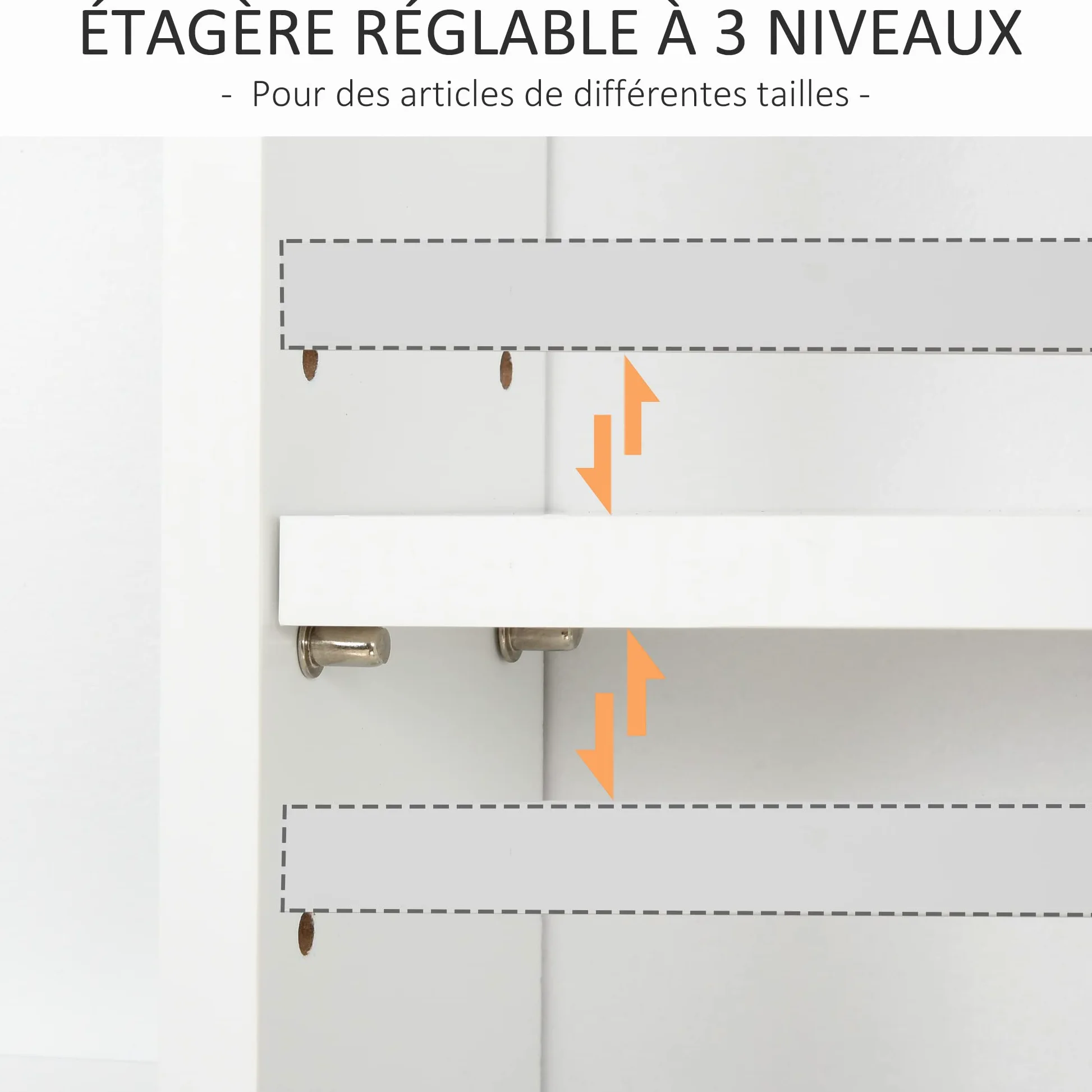 HOMCOM Armoire Murale de Salle de Bain Meuble Suspendu WC Placard 1 Porte 3 niches dim. 53L x 14,5l x 50,5H cm en Bois Blanc