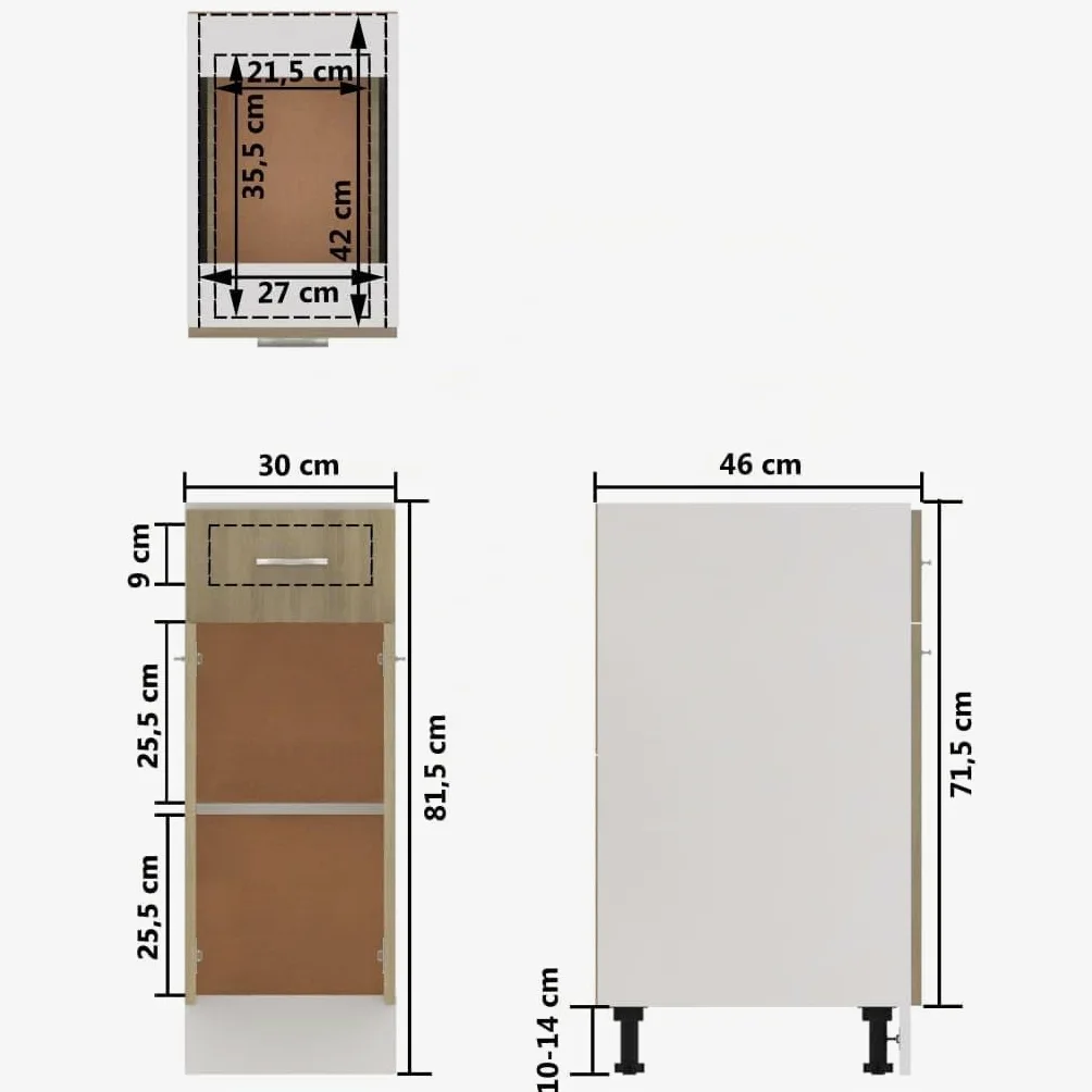 vidaXL Armoire à tiroirs inférieure Lyon Chêne Sonoma 30 x 46 x 81,5 cm Bois d'ingénierie