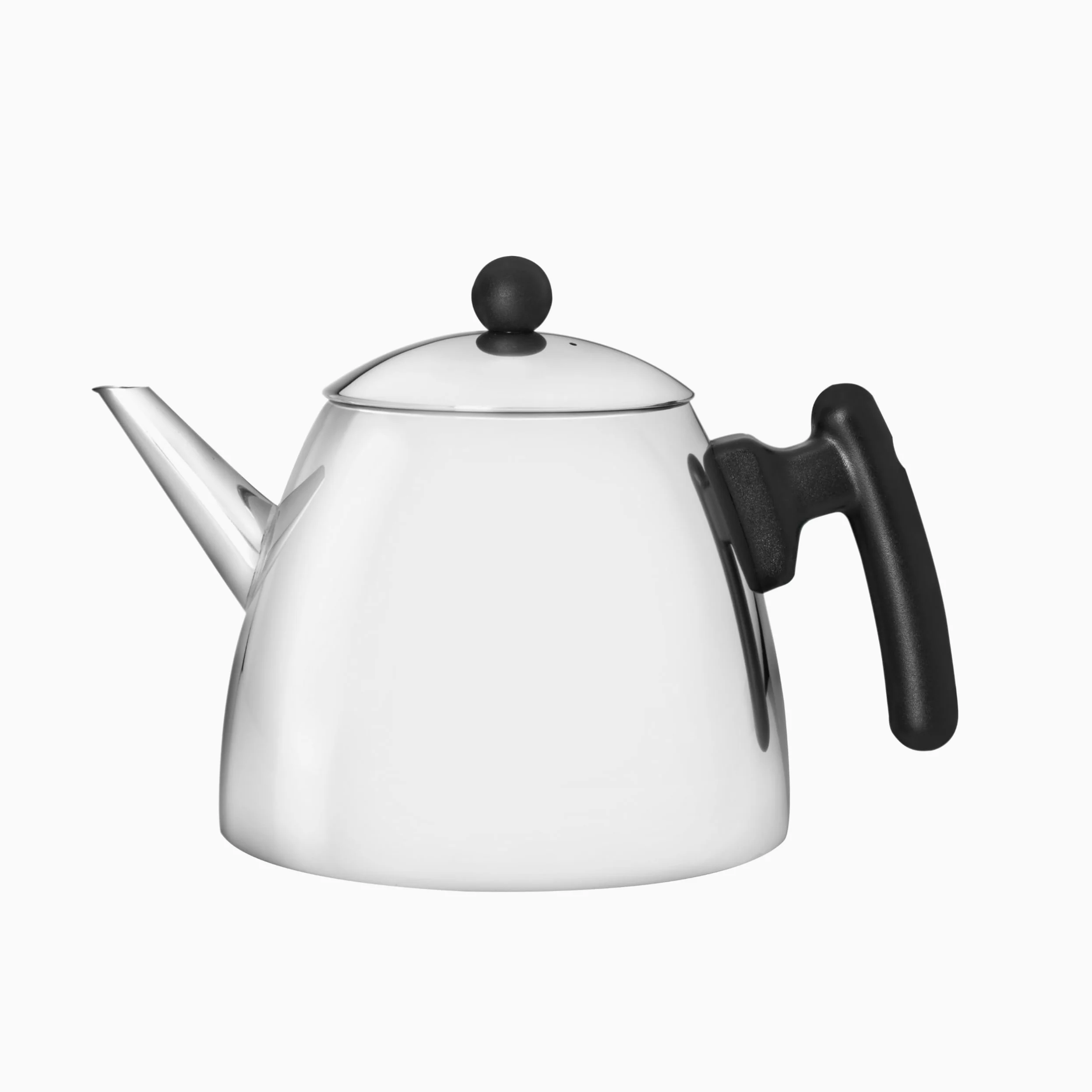 Bredemeijer - Théière Classic - 1,2 L - Acier inoxydable - Garnitures noires, Argenté avec Poignée Noire | Théière avec Infuseur Double Paroi, Théière Isotherme 1h, Poignée Froide et Bec Anti-Goutte