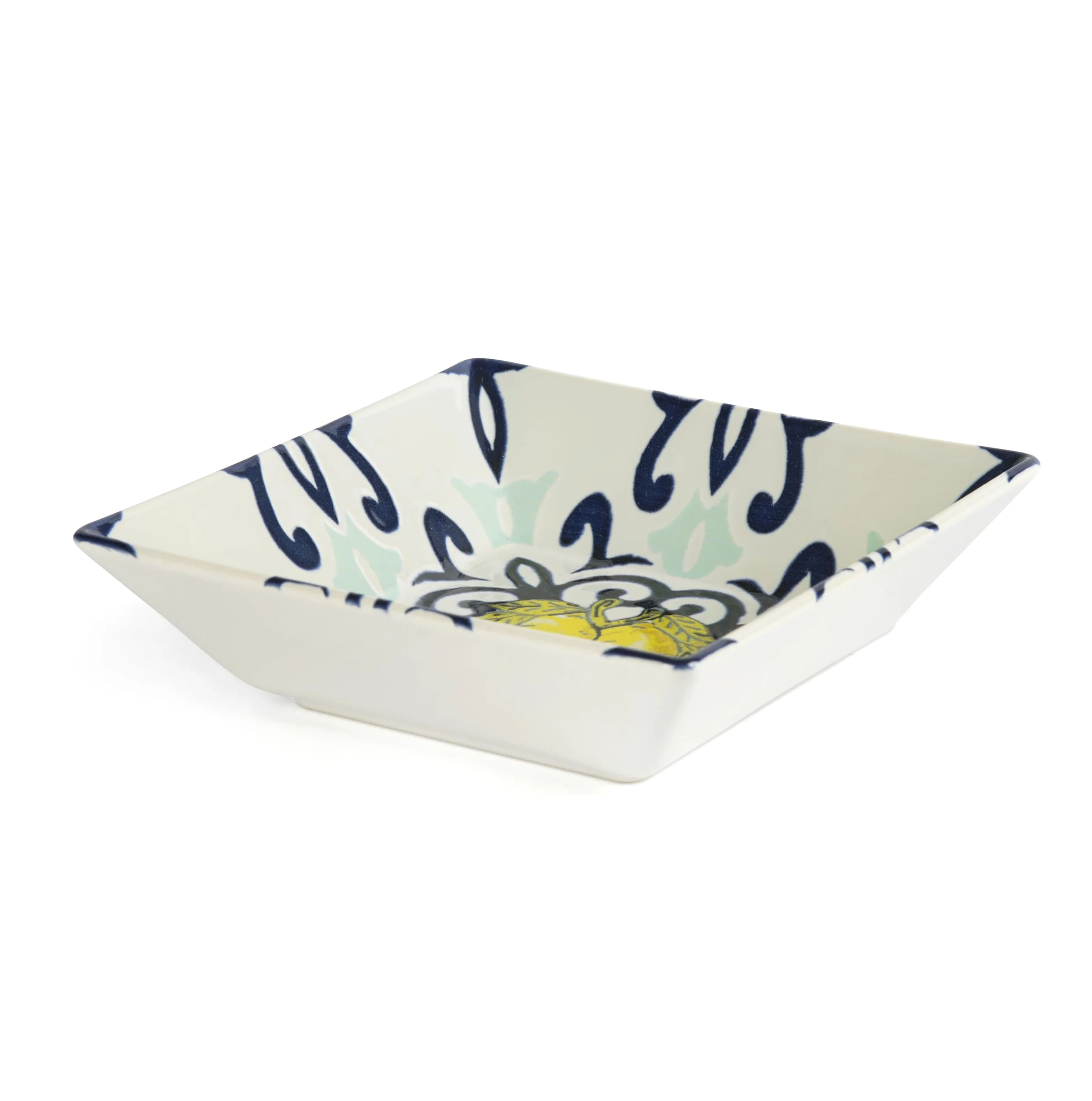 Excelsa Amalfi Lot de 6 assiettes creuses en céramique 17 x 17 cm, motif méditerranéen bleu et jaune