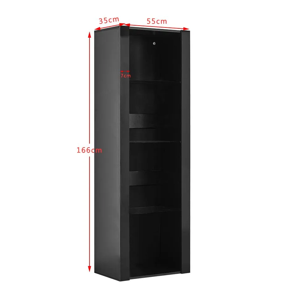 Panana Vitrine Lumières LED Meuble de Rangement avec Etagères sur Salon, Bureau, 55 x 35 x 166 cm (Noir)