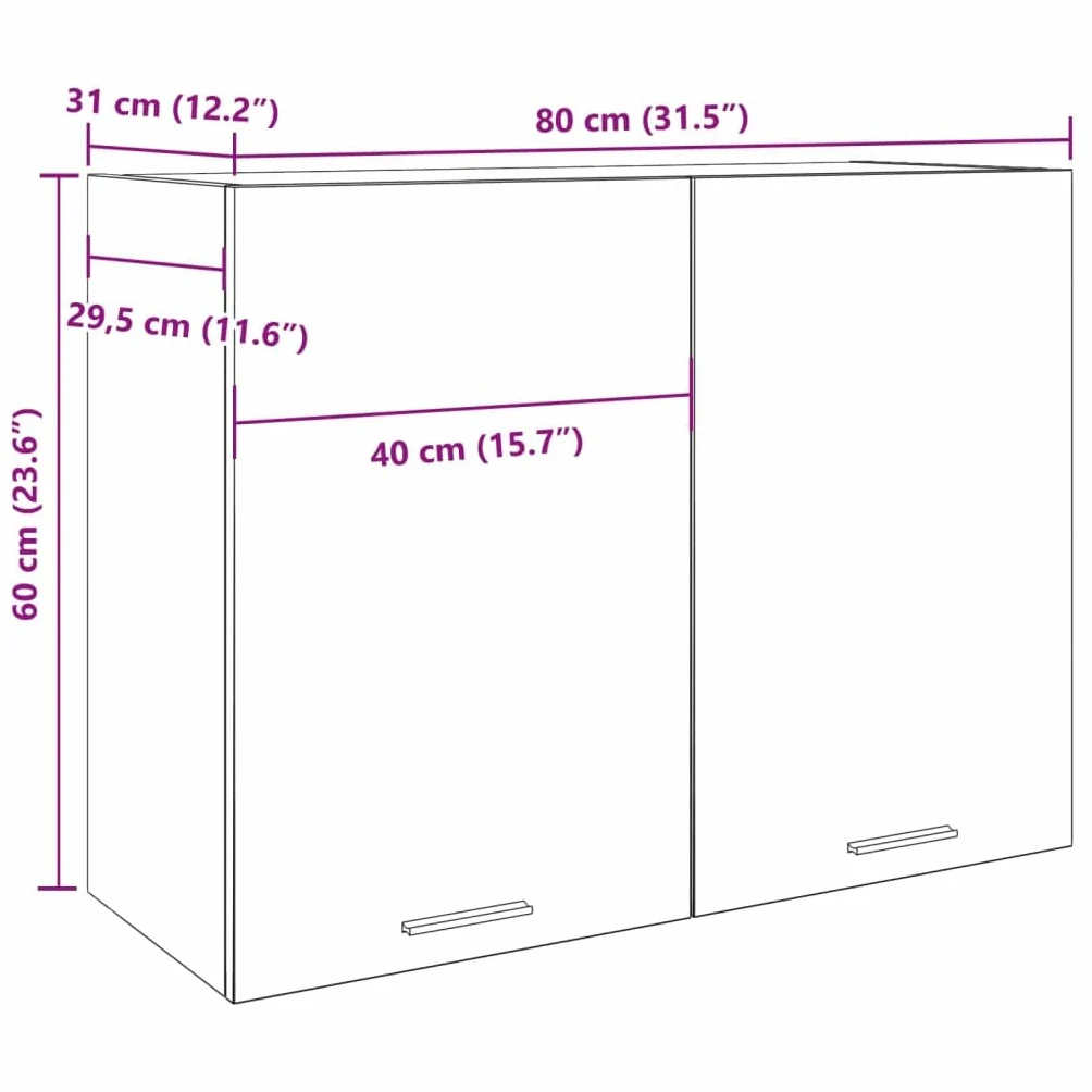 vidaXL Armoire Suspendue Lyon Gris béton 80 x 31 x 60 cm Bois d'ingénierie
