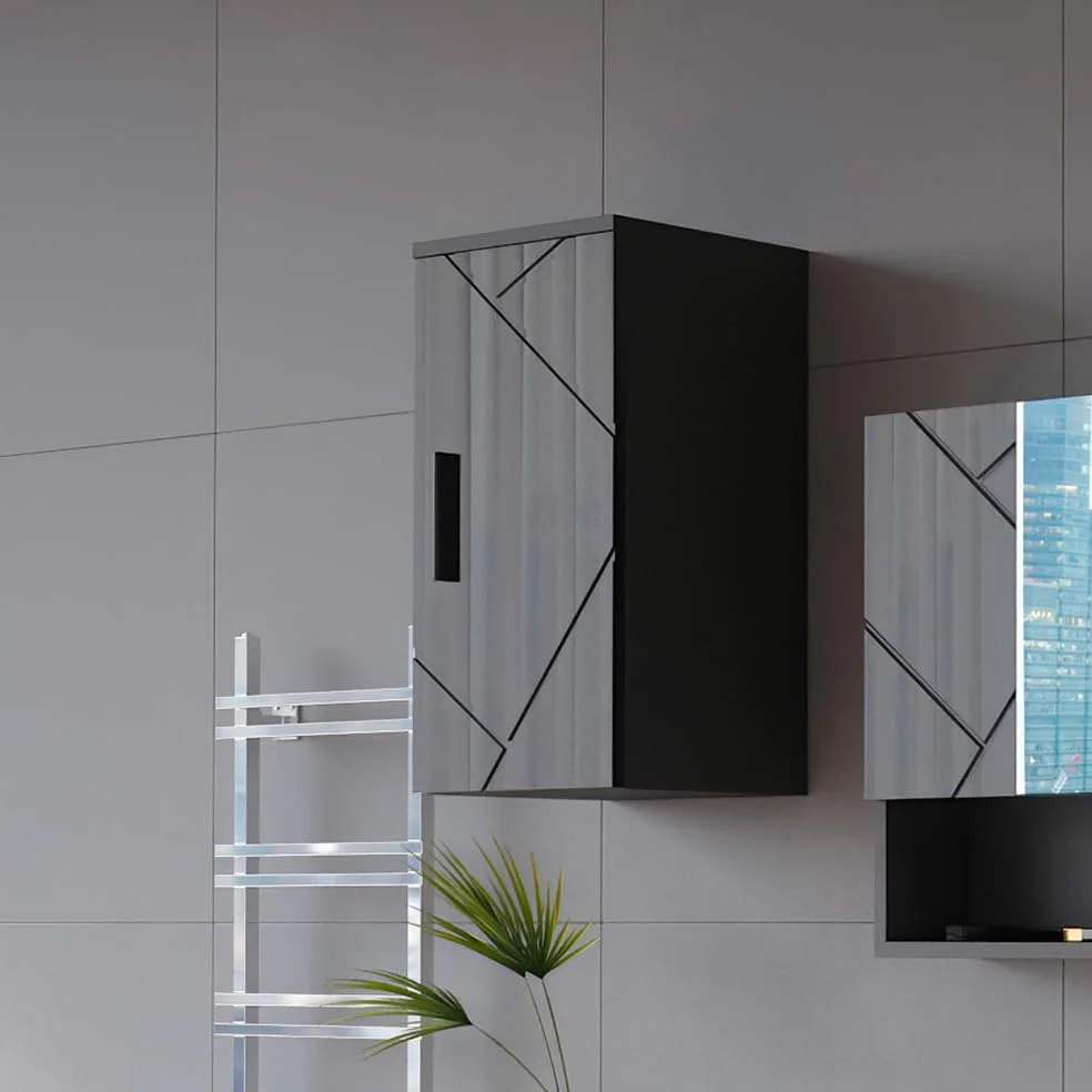 Vicco Armoire Murale Irma, Anthracite Haute Brillance, 30x59cm, adapté à la Fixation Murale et combinable avec d'autres Meubles Irma