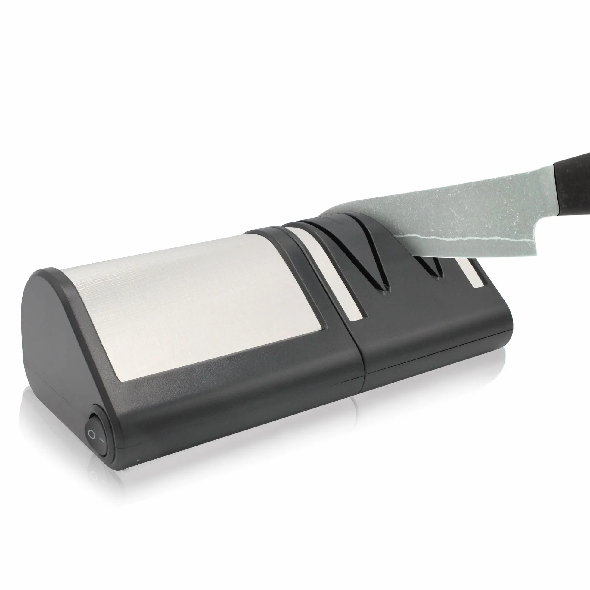 FISHTEC - Aiguiseur électrique Master Blades noir - 4 fentes diamant affûtage et polissage - Pour couteaux acier et céramique - Appui stable antidérapant - Nettoyage facile démontable