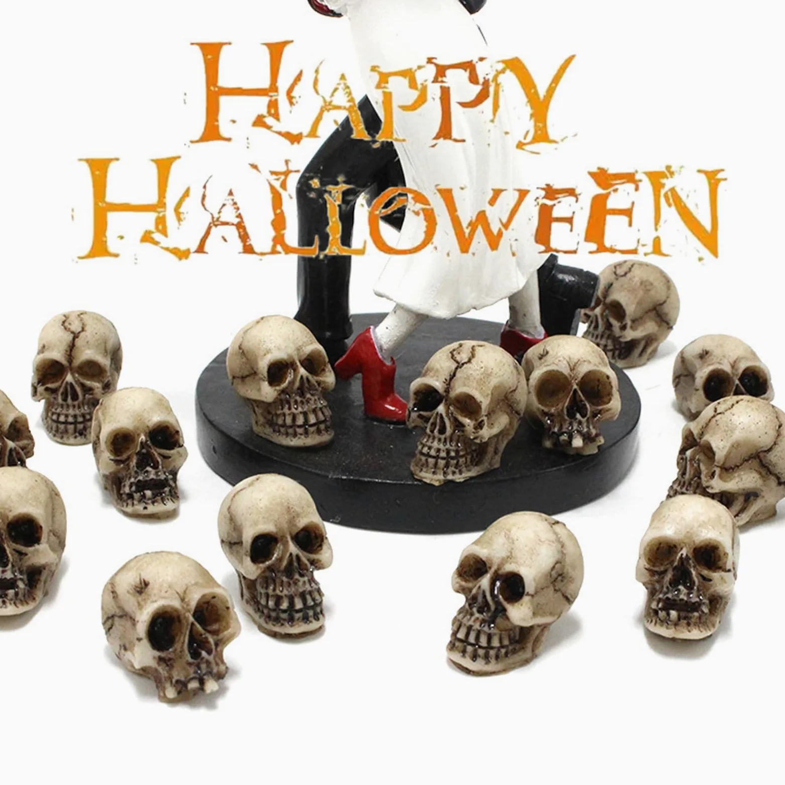 20 Pièces Mini Têtes de Squelette, Halloween Résine Tête De Crâne, Décor De Mini Crânes, pour Le Paysage Jardin en Pot décor, Carnaval, Maison Hantée, Fête d'horreur