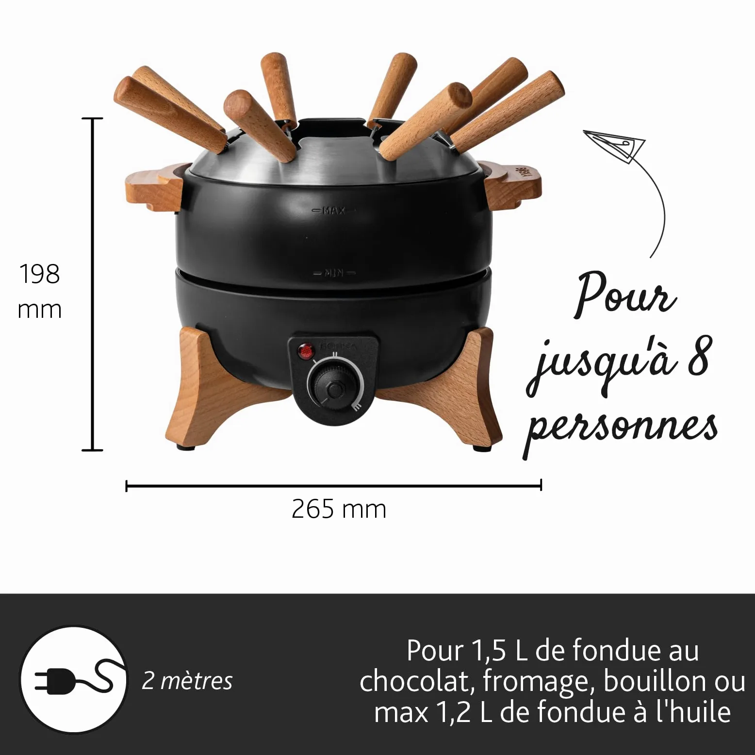 Boska Service à Fondue Électrique Party - Fondue electrique - Pour Fondue de Fromage, Fondue au Chocolat, Hotpot, Fondue chinoise - Appareil a fondue electrique - Contrôle de Température - 2.3 L