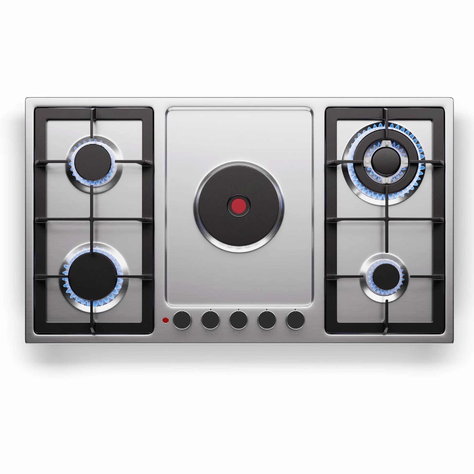 Klarstein MultiChef 5 Plaque De Cuisson Gaz Et Électrique, 4 Brûleurs Gaz & 1 Électrique, 10.1Kw, Acier Inoxydable, Allumage & Arrêt Automatique, Sécurité Enfants, Compacte 87X8X50Cm