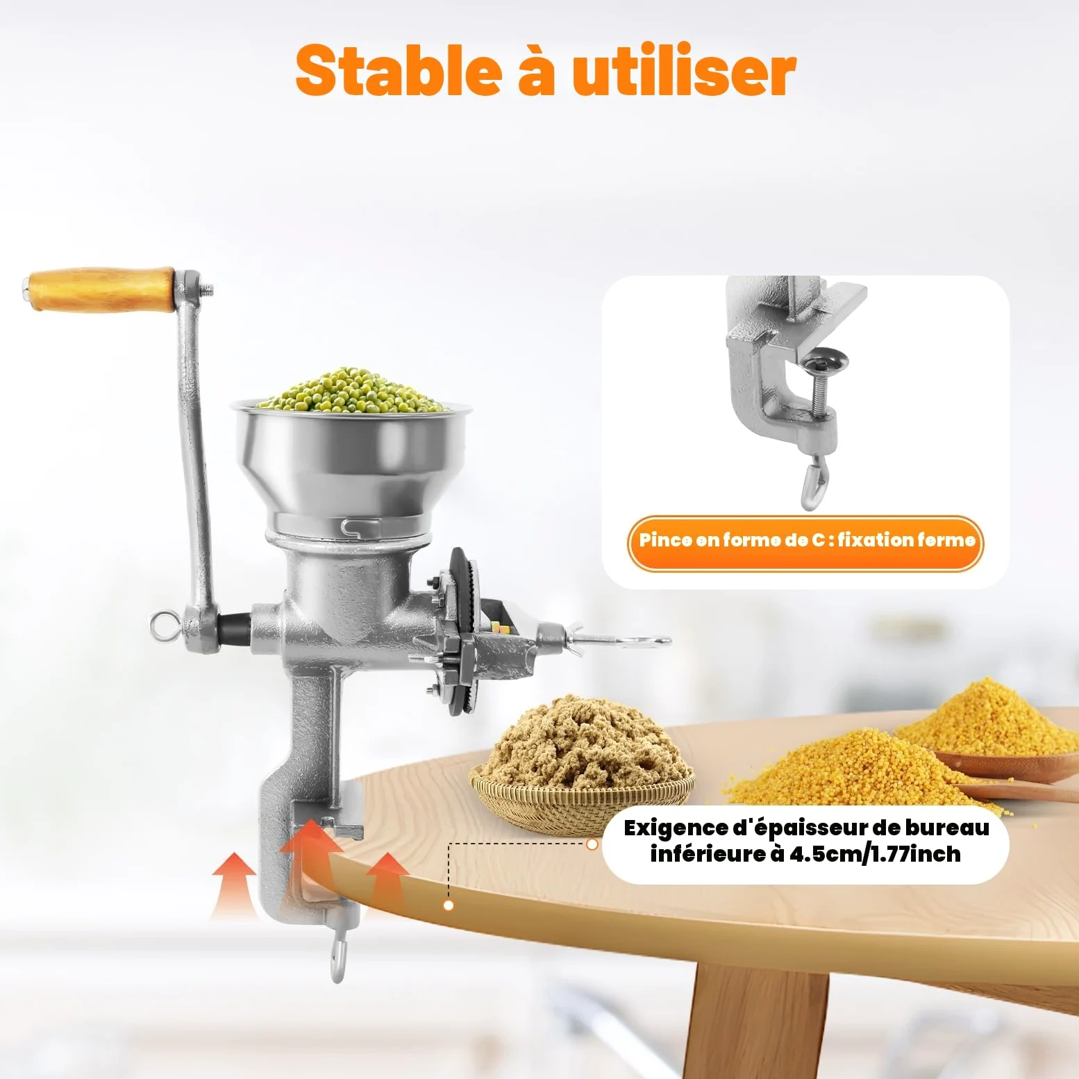 Moulin à céréales, manuel, à la main, pour céréales, grains et café