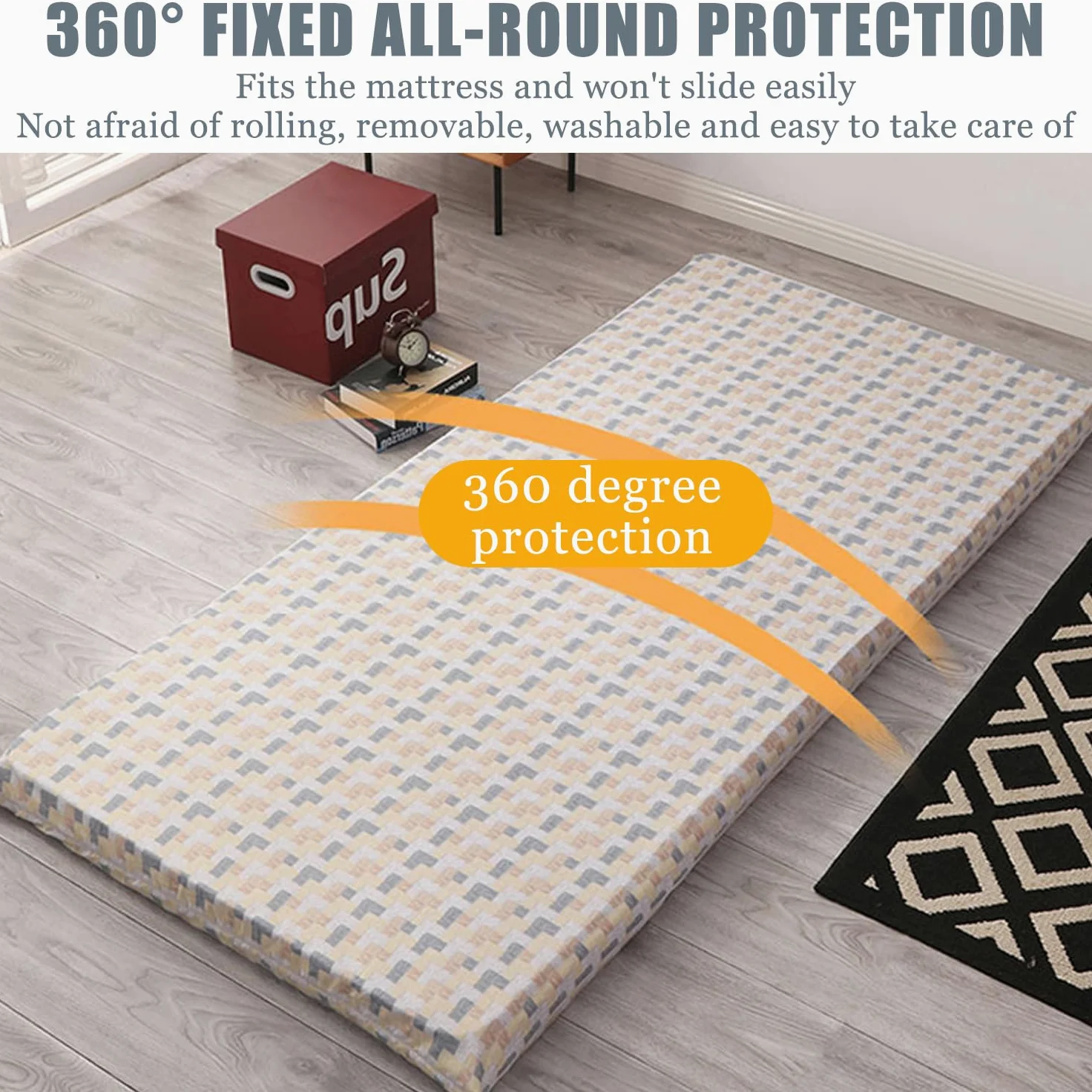 Couvre-Matelas Futon Simple Housse De Futon pour Matelas De Sol Japonais avec Fermeture Éclair Housse De Matelas De Couchage Housse pour Futon Futon Protecteur Reine,A,90x190x2/6cm
