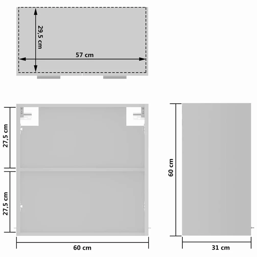 vidaXL Armoire vitrée Murale Lyon, 60x31x60 cm, Bois reconstitué & Verre, Blanc, Meuble Suspendu, Rangement Salle de Bain & Cuisine, Organisateur Maison