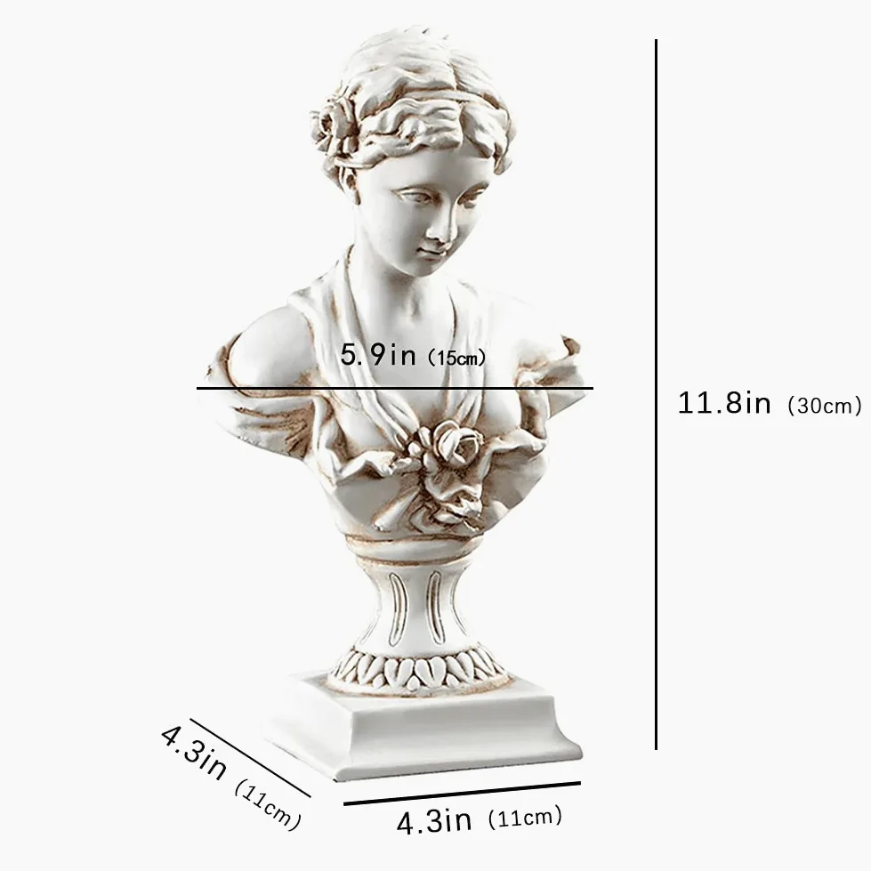 YUEOECOR Statuette Grecque Classique de Buste de Vénus de Milo de 30 cm, Figurine de déesse Romaine de l'amour et de la beauté en résine pour décoration d'intérieur, Grande Taille Antique