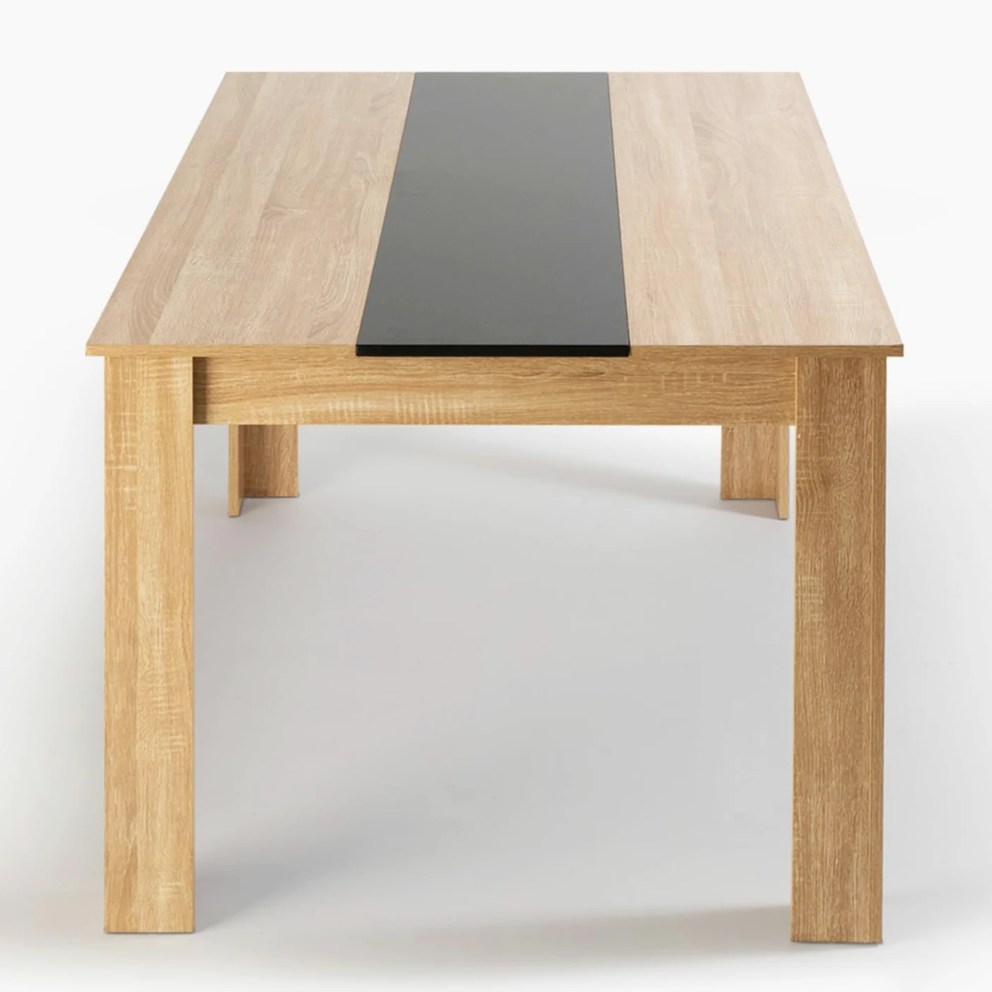 IDMarket - Ensemble Table à Manger Georgia 140 cm Imitation hêtre et Noire et 6 chaises Romane Noires