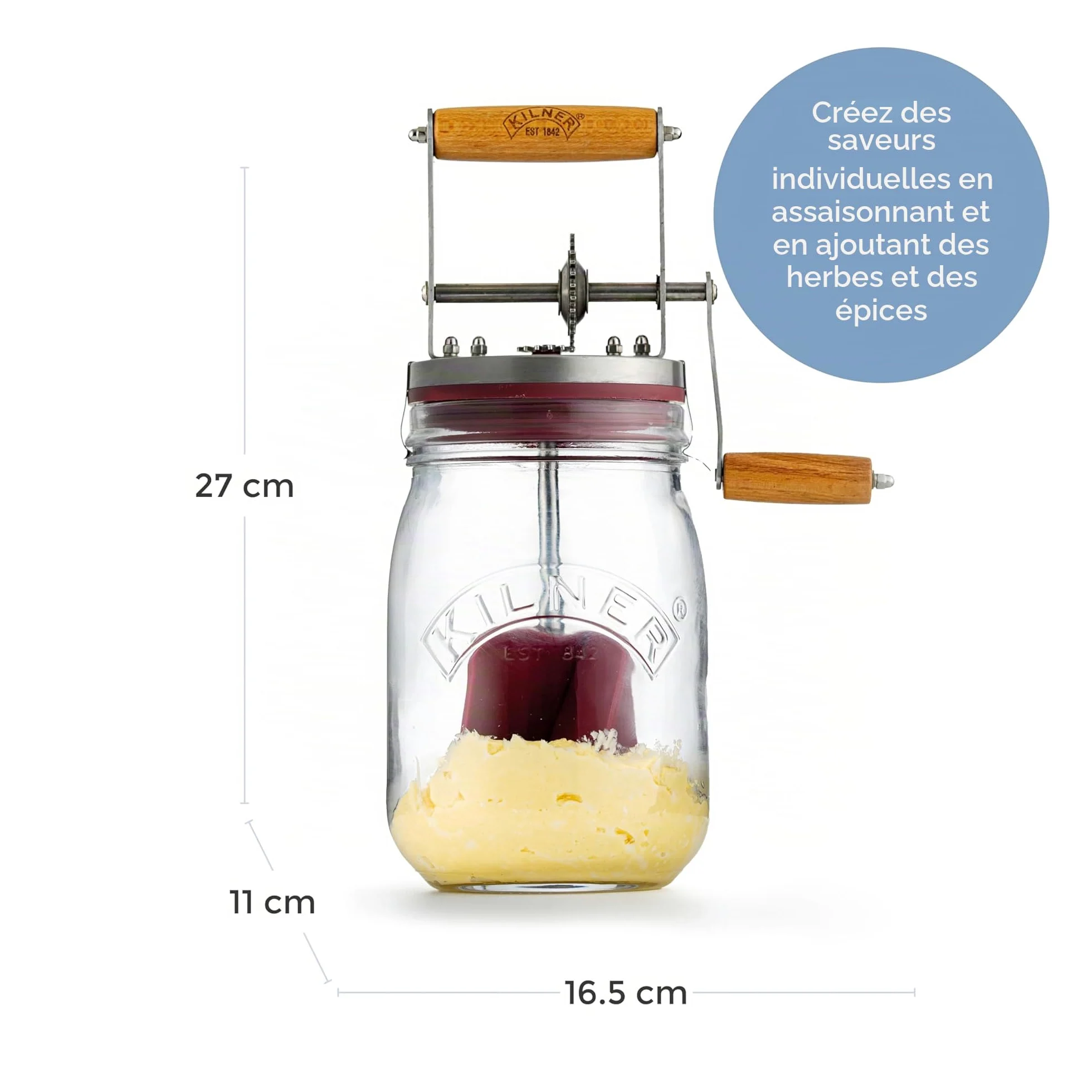 Kilner Baratte à beurre 1L en verre