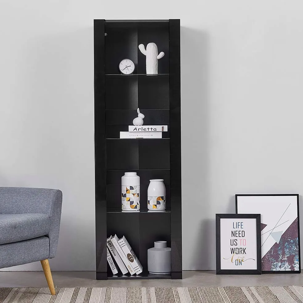 Panana Vitrine Lumières LED Meuble de Rangement avec Etagères sur Salon, Bureau, 55 x 35 x 166 cm (Noir)