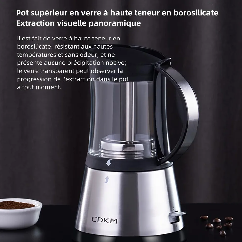 Cafetière Électrique, Cafetière italienne,Pot à moka portable 340ml | Verre Borosilicate machine à café, Mise hors tension automatique,Machine à Expresso,3/6 Tasses,Facile et Sécurisé