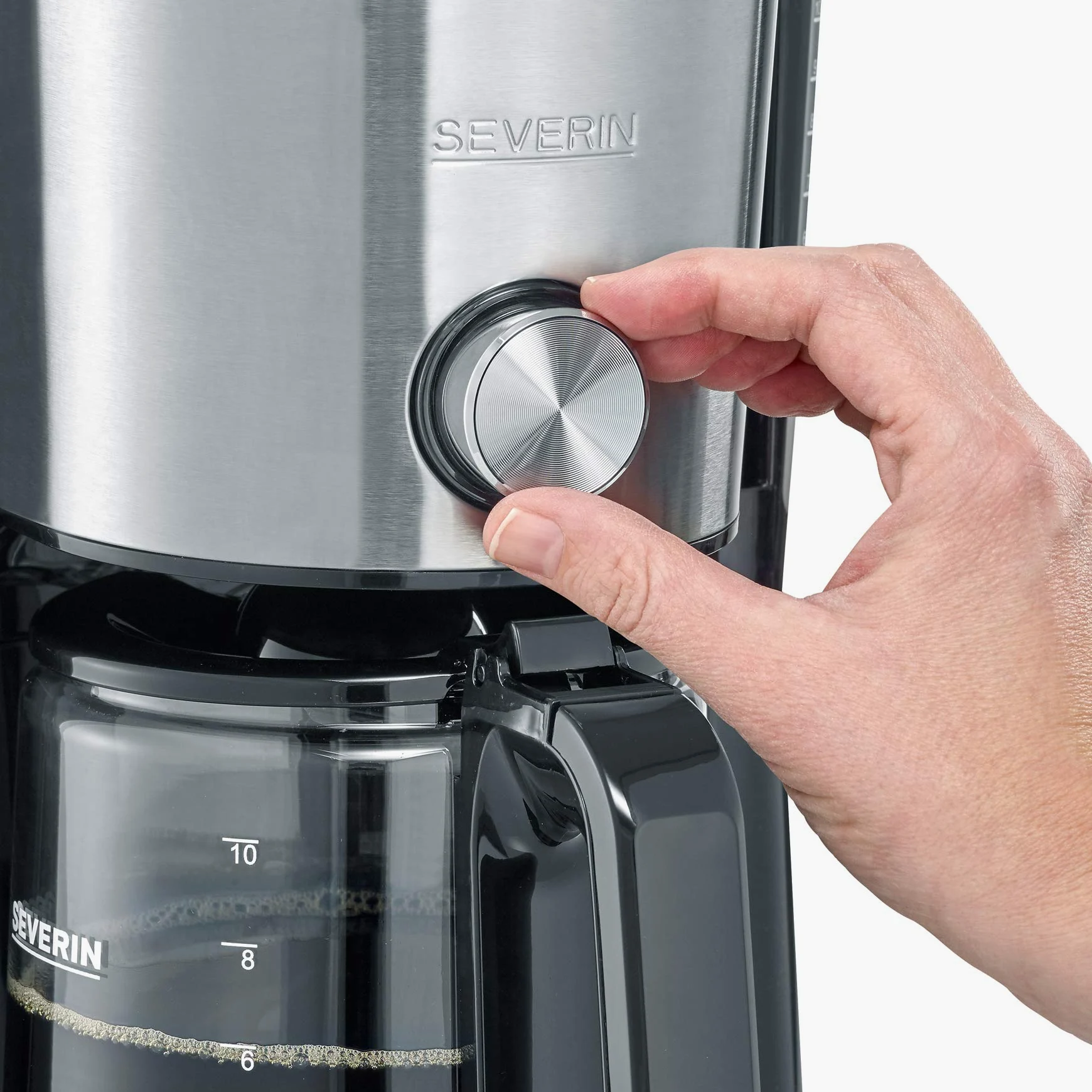 Severin Cafetière Programmable "TYPE Switch", 1000 W, jusqu‘à 10 tasses, AromaSwitch, Sélecteur d'arômes, Noir/Inox, KA 4826