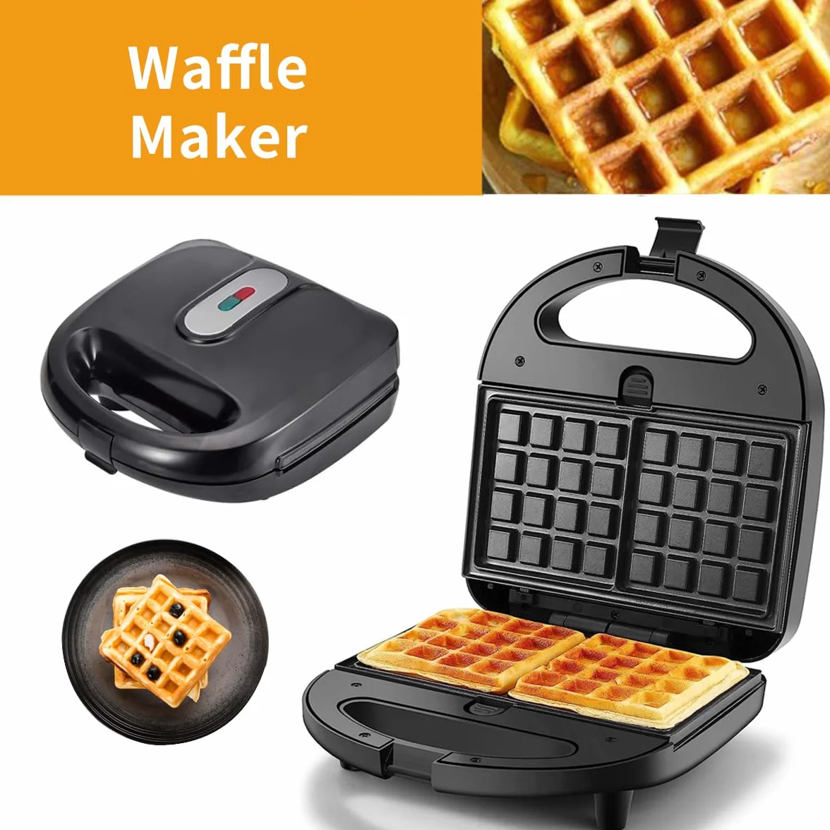 Donut Maker 3 en 1 gaufre électrique sandwich machine panini Press grill iron set avec 3 interchangeables amovibles feuilles antiadhésives